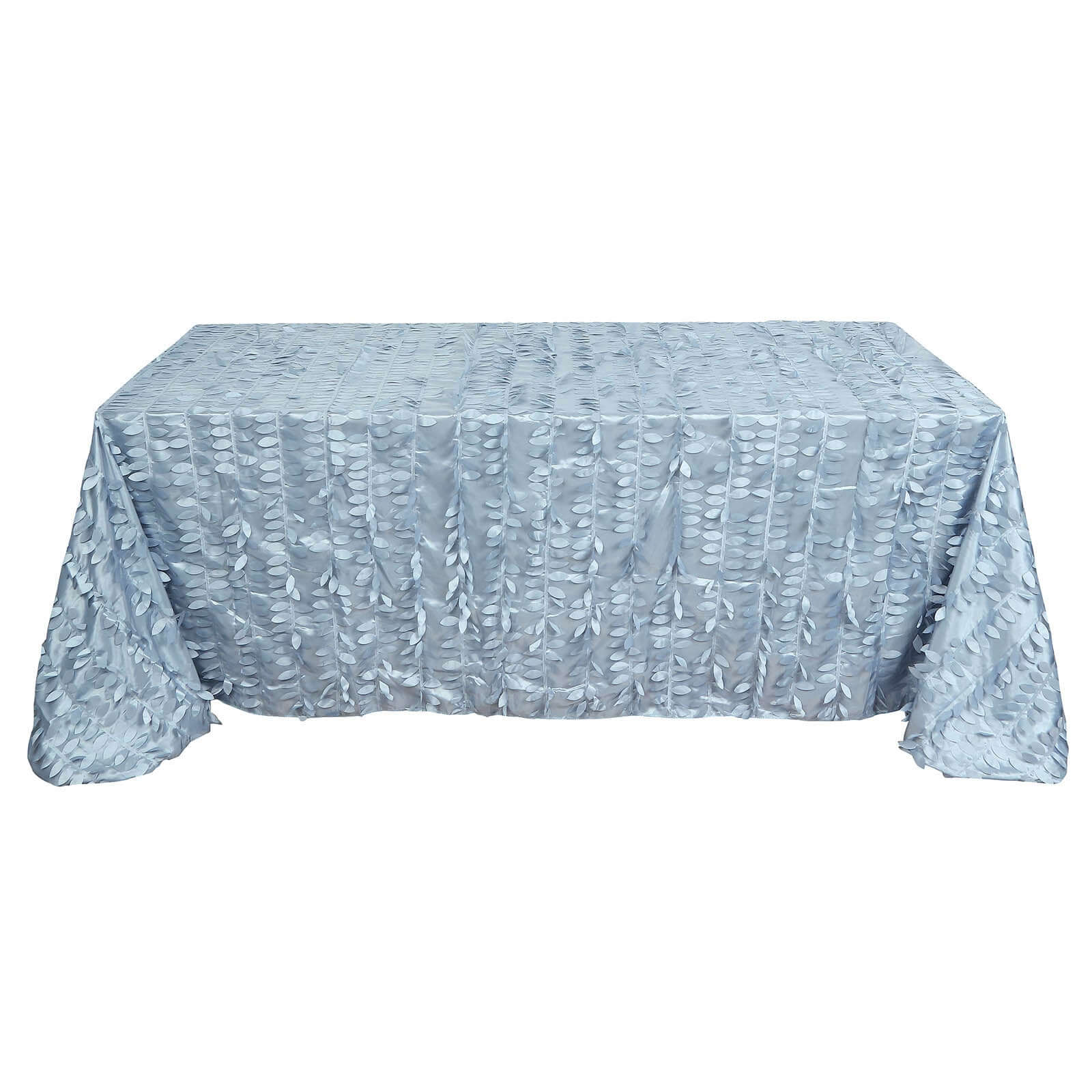 Taffeta 90"x156" Rectangle Tablecloth Dusty Blue | 3D Leaf Petal Design Seamless Table Cover