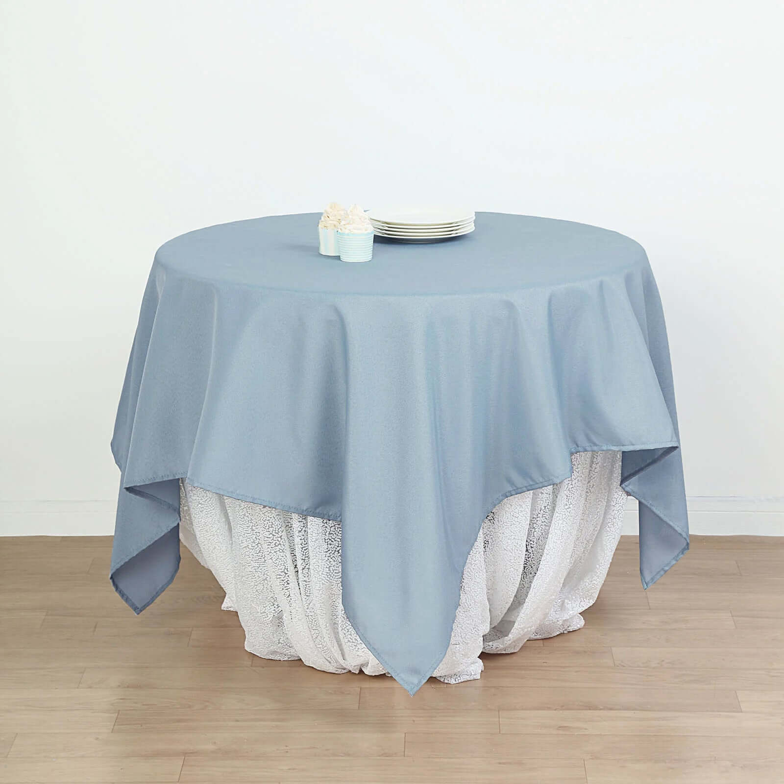 Polyester Square 70"x70" Tablecloth Dusty Blue - Wrinkle-Resistant & Durable Table Cover