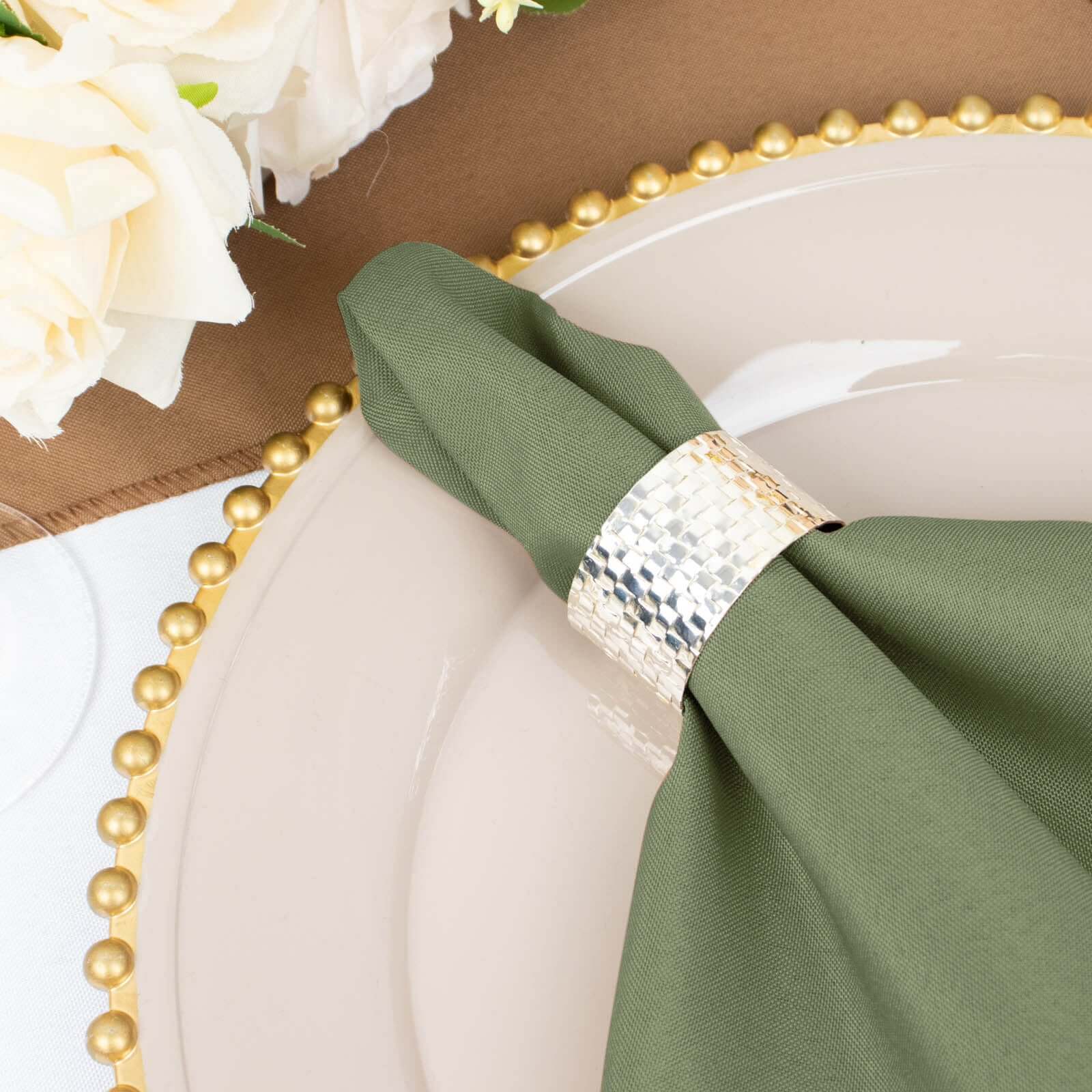 5 Pack Polyester 20"x20" Napkins Dusty Sage Green - Wrinkle Resistant & Easy Care Cloth Napkins