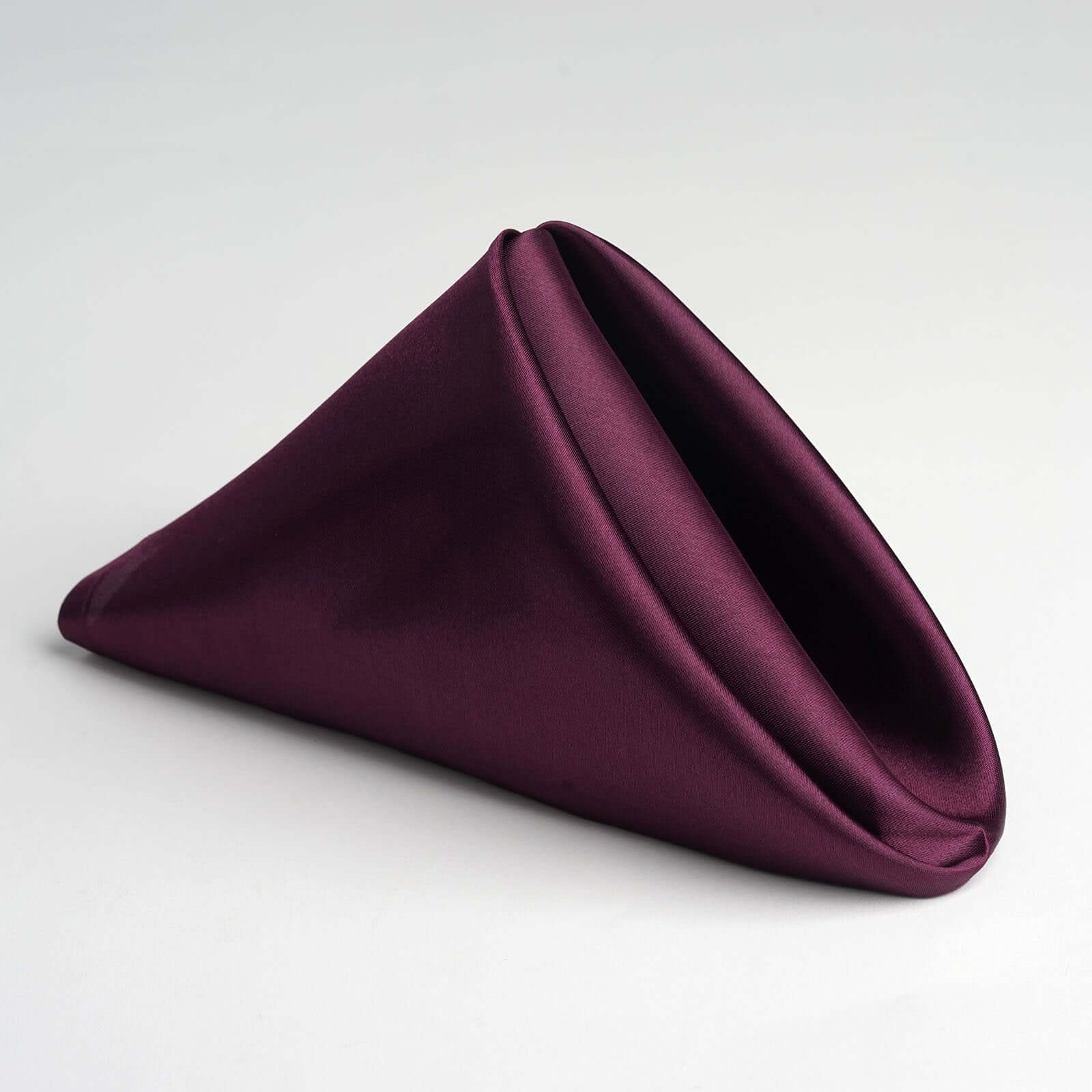 5 Pack Eggplant Satin Cloth Napkins with Hemmed Edges, Reusable Dinner Napkins - 20"x20"