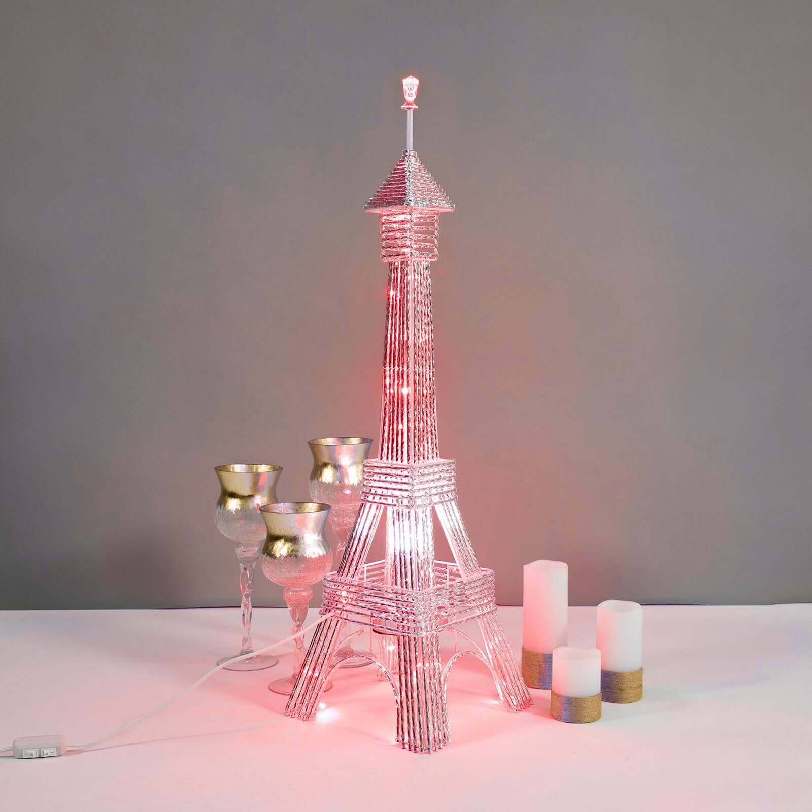 3.5ft Color Changing LED Metal Eiffel Tower Columns LED Lamp, Night Light Wedding Centerpiece