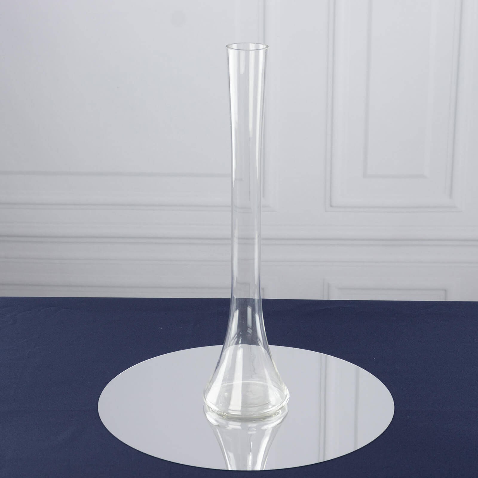 6-Pack Glass Eiffel Tower Vases Clear with Round Base - Tall Skinny Flower Bud Wedding Centerpieces 16"