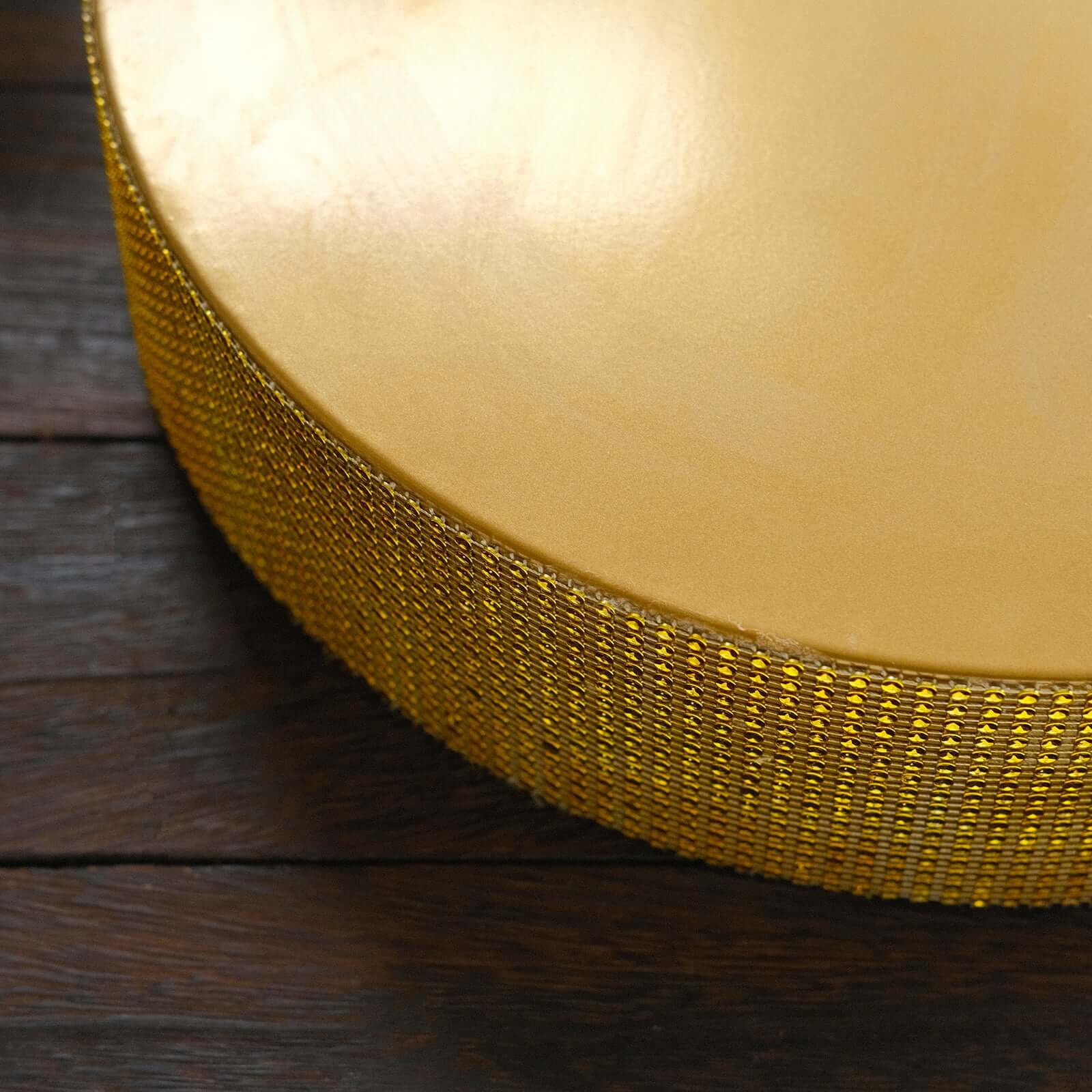 Metal Pedestal Cake Stand Round Design with Rhinestones Gold - Cupcake Holder and Dessert Table Centerpiece 14"