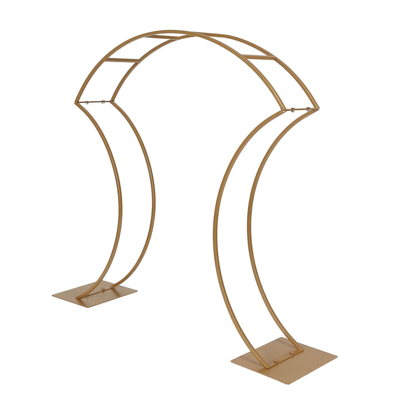 Metal Wedding Centerpiece Curvy Design Gold - Floral Arch Frame Table Stand 38"