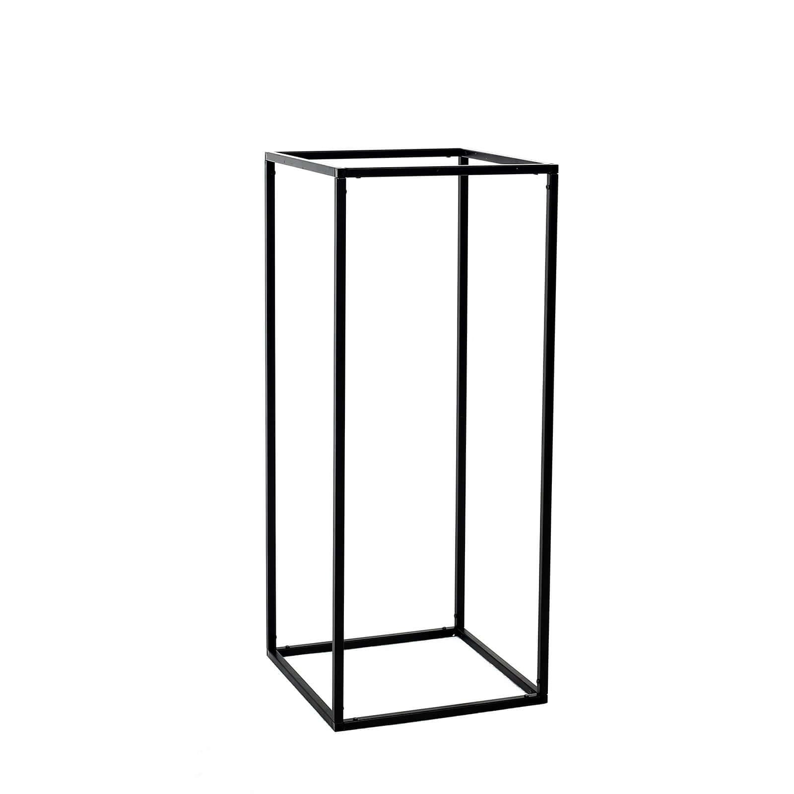 2-Pack Wedding Flower Stand Black Metal Geometric Column Frame Rectangular - Versatile Floral Pedestal for Sophisticated Arrangements 24"