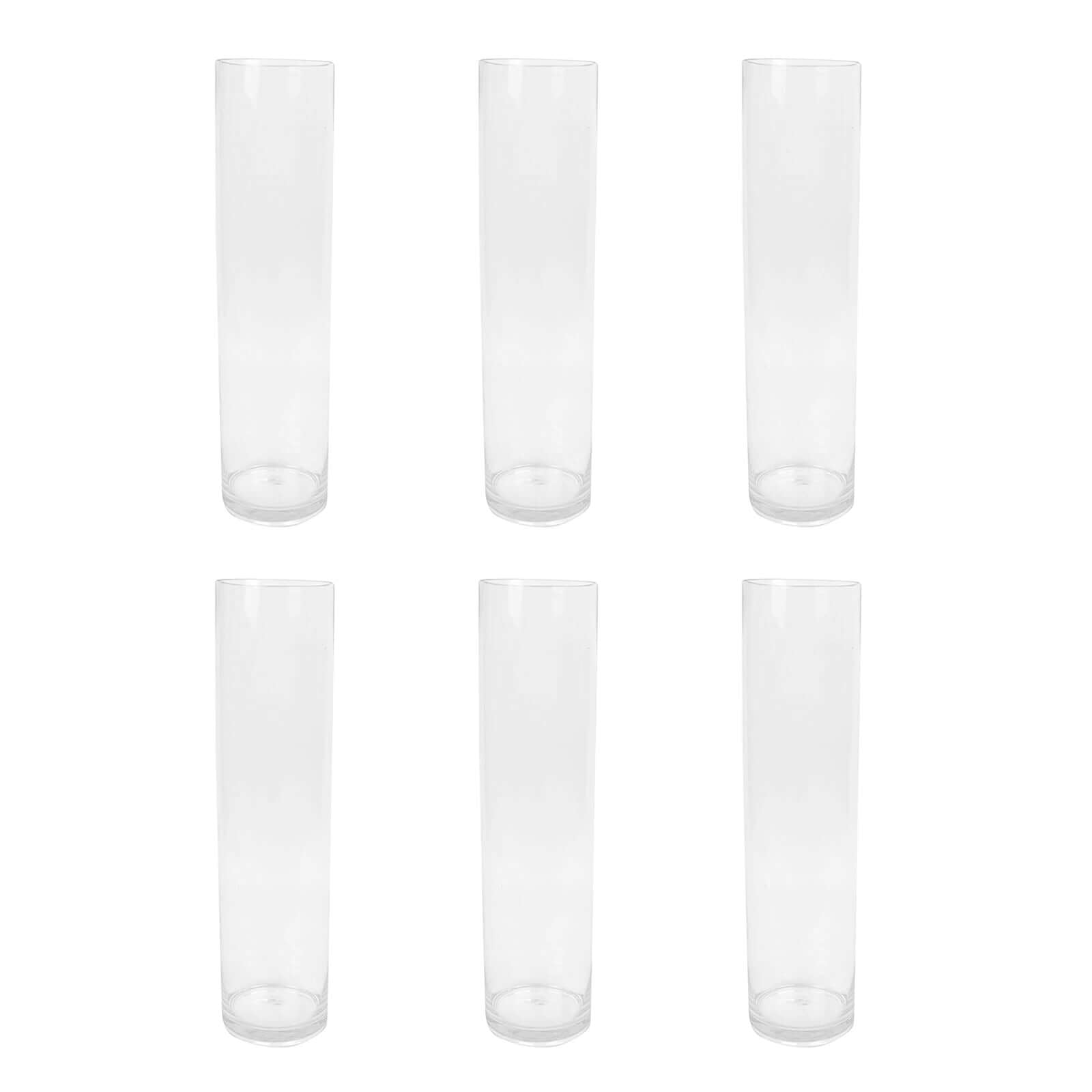 6-Pack Glass Flower Vases Cylinder Design Heavy Duty Clear - Stylish Centerpieces for Weddings 20"