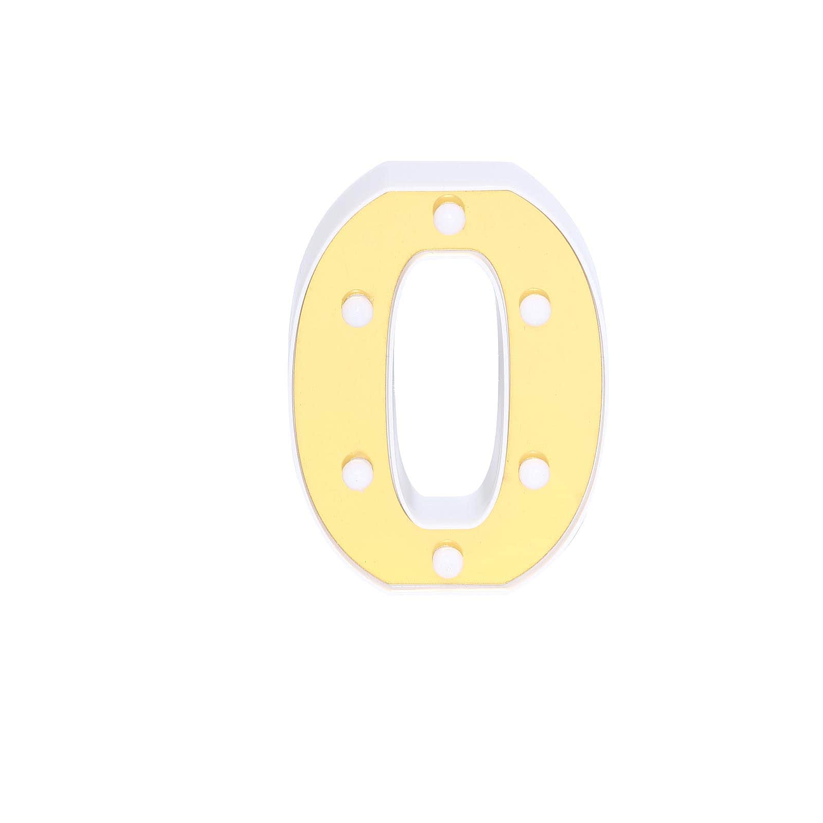 3D Marquee Number "0" Warm White 6 LED Lights Gold - Stylish Light-Up Accent for Events 6"