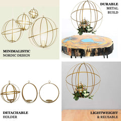Hanging Sphere Candle Holder Gold Wrought Iron Event Display Accent - Centerpiece 24"