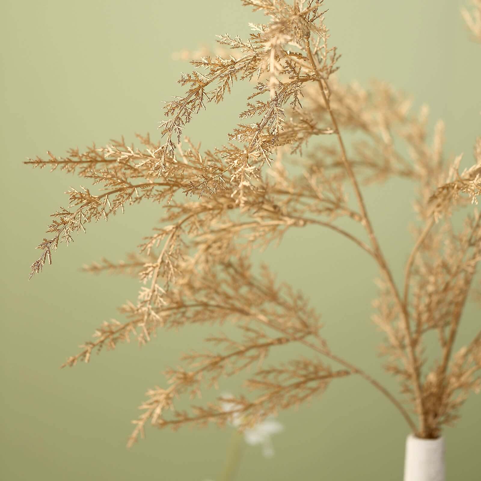 2 Stems 32" Metallic Gold Artificial Fern Leaf Branch Vase Filler