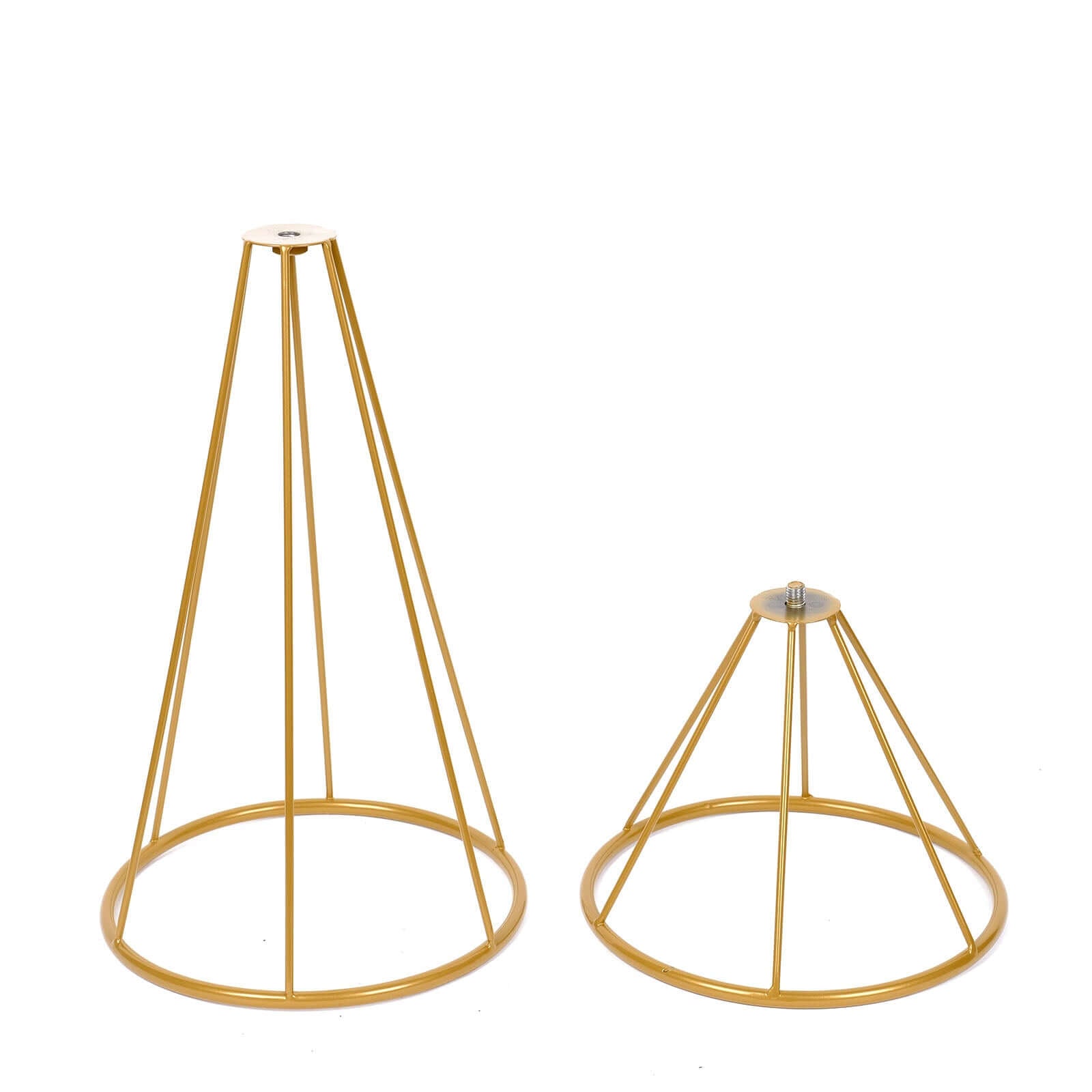 20" Dual Cone Reversible Gold Metal Geometric Flower Stand, Wedding Vase Pedestal, Column Centerpiece