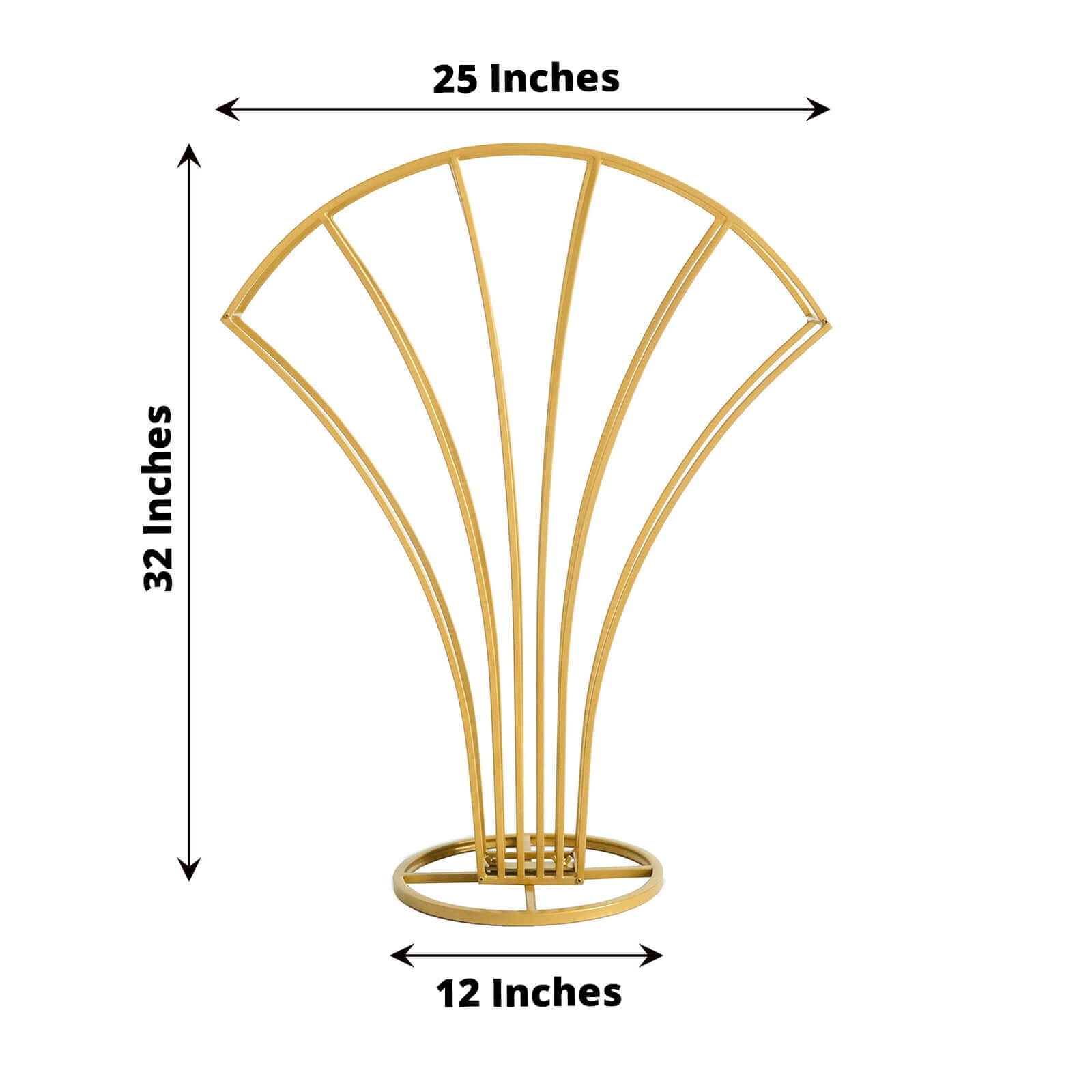 Metal Table Centerpiece Gold Scalloped Fan Shape Design - Wedding Floral Display Flower Frame Stand 32"