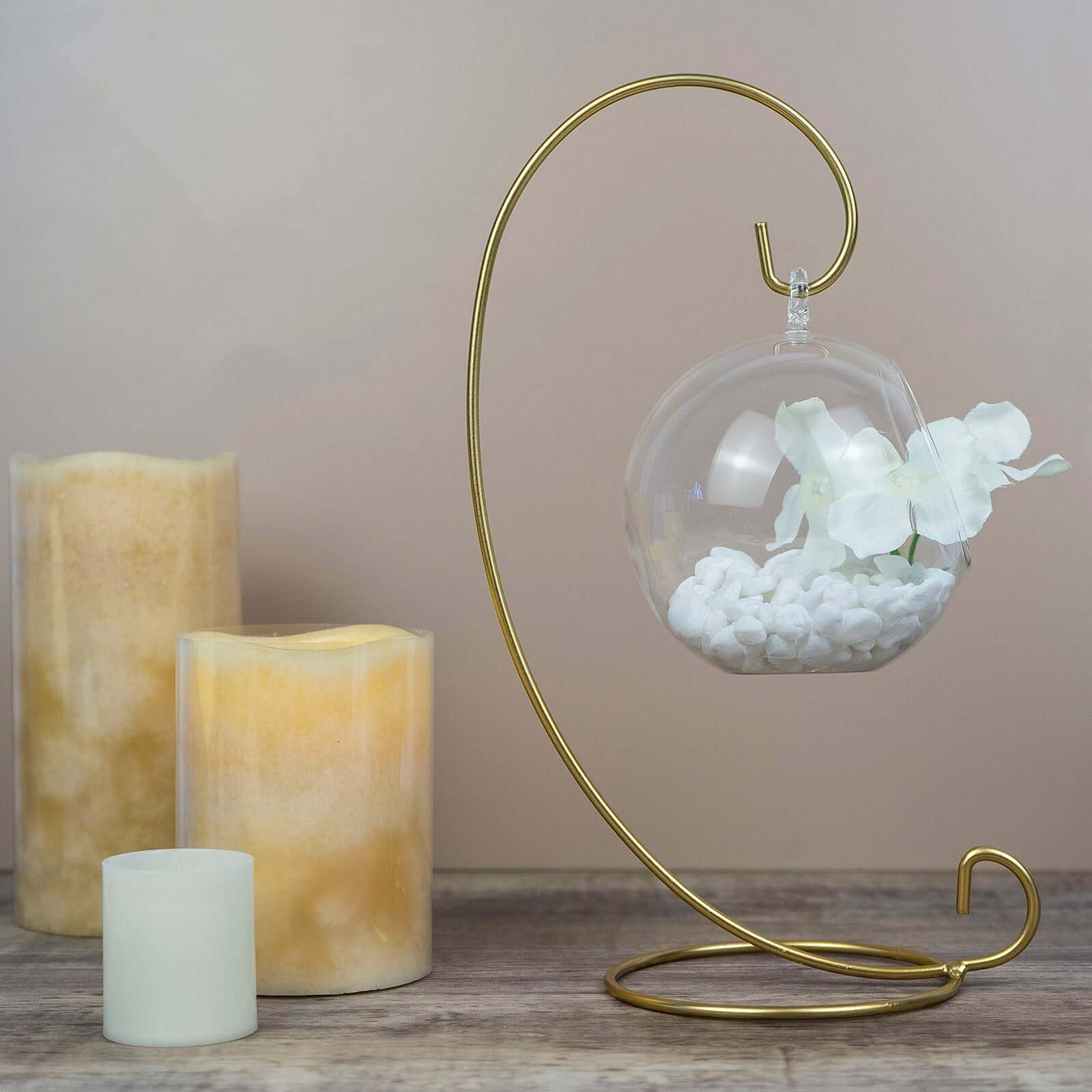 2-Pack Metal Air Plant Terrarium Stand Hanging Ornament Display Holder Gold 10" - Stylish Decor for Tables & Gatherings