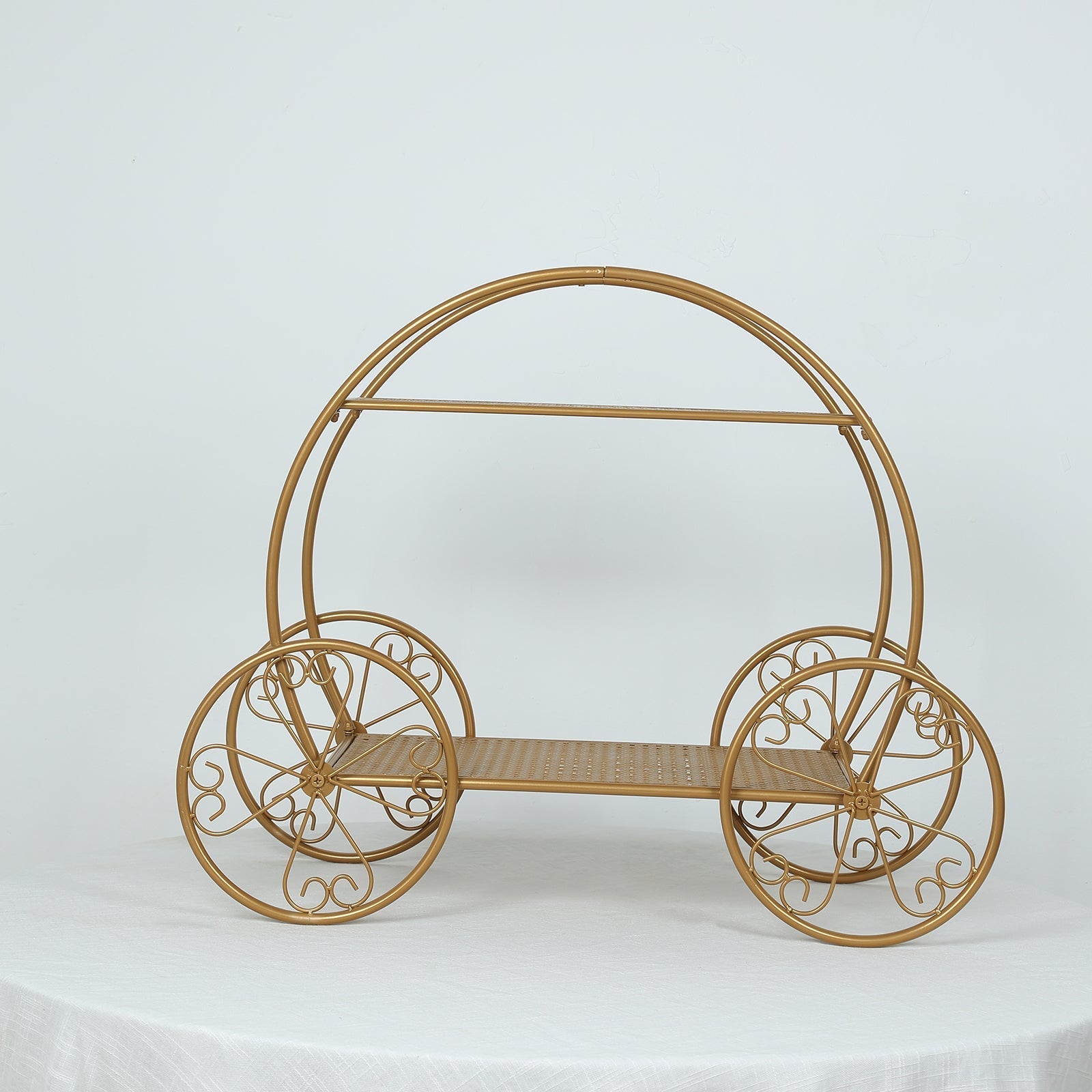 2-Tier Metal Cupcake Stand Gold - Giant Enchanting Cinderella Carriage-Inspired Pumpkin Coach Centerpiece Dessert Display Stand for Pastries & Party Favors 28"