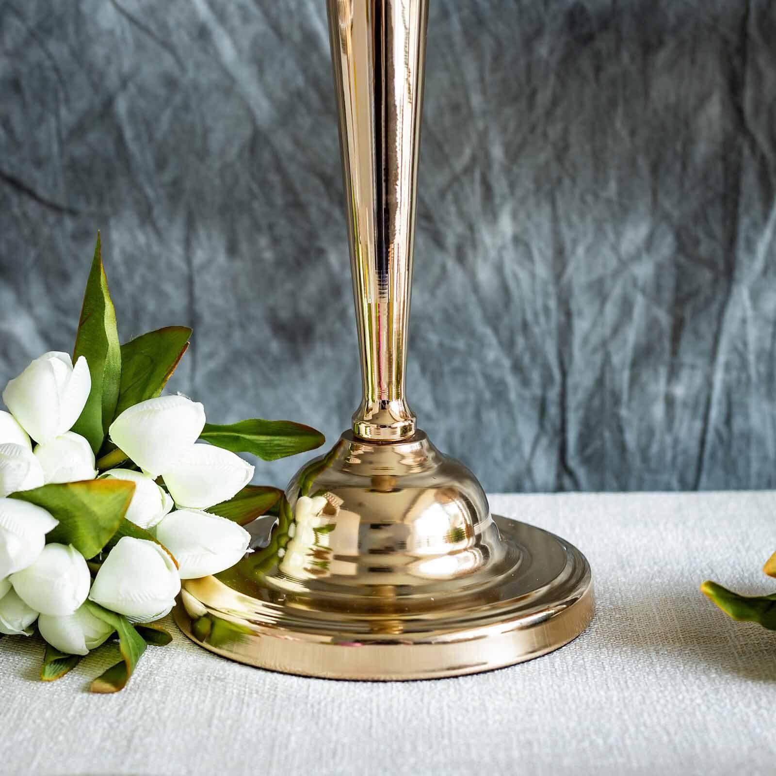 2 Pack 29" Gold Metal Trumpet Vases Set, Tall Floral Vase for Flower Arrangements & Table Centerpieces