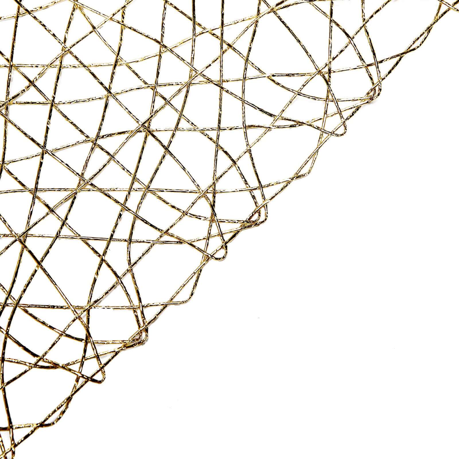 16"x72" Gold Wire Nest Table Runner, Metallic String Woven Runner