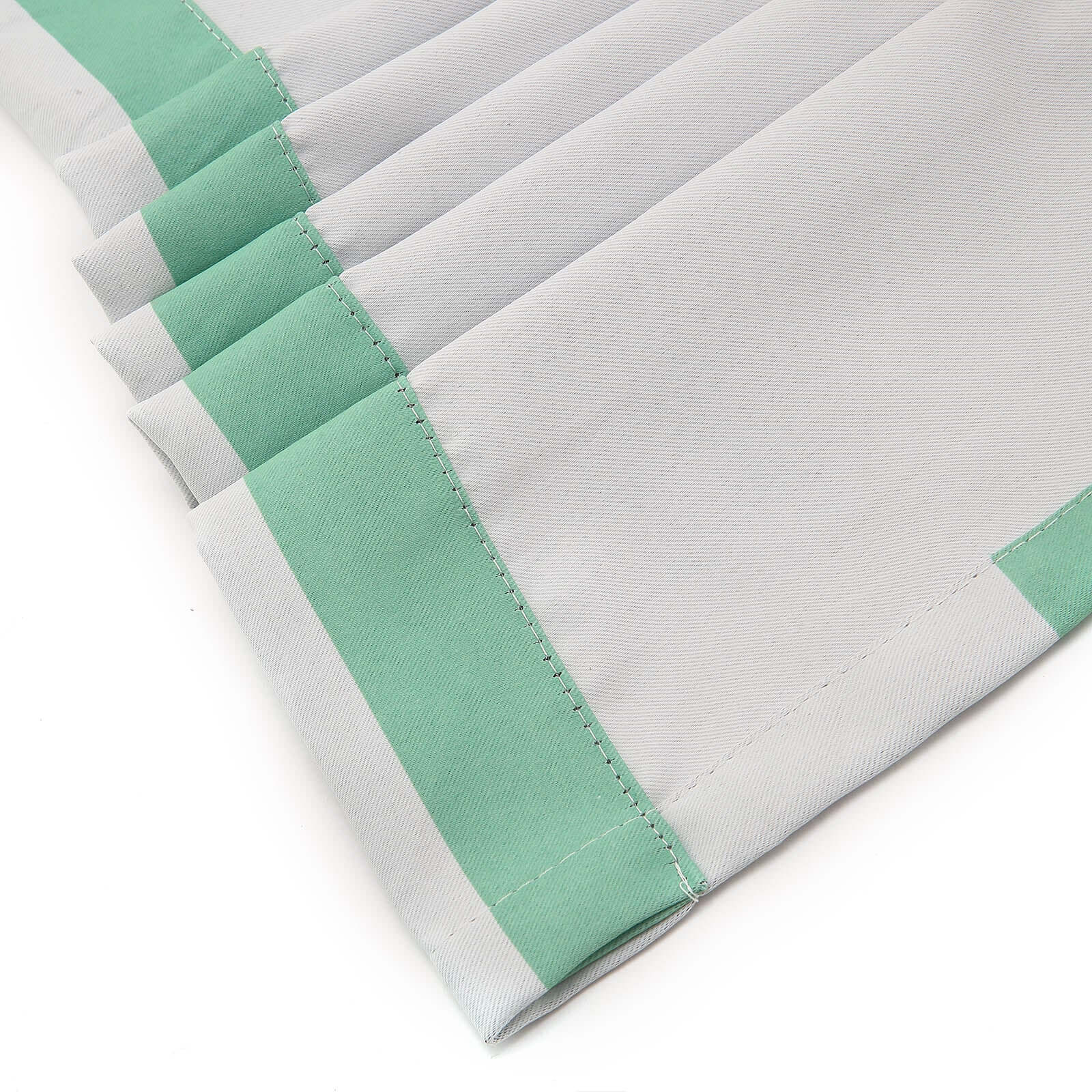 2 Pack White Mint Cabana Stripe Thermal Blackout Window Curtain Grommet Panels, Noise Canceling Curtains - 52"x64"