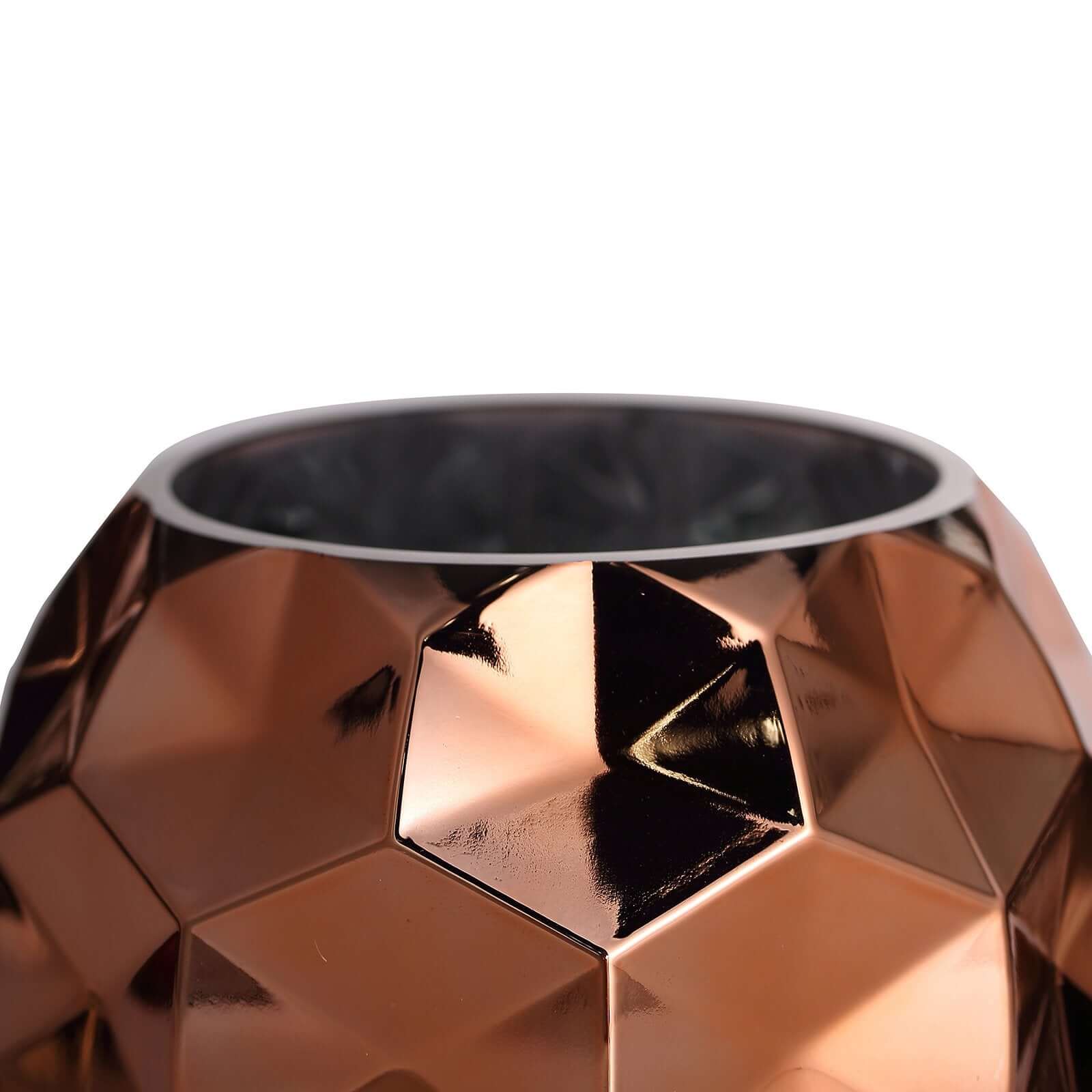 2-Pack Mercury Glass Vases Honeycomb Design Rose Gold - Stylish Geometric Wedding Centerpieces 6"