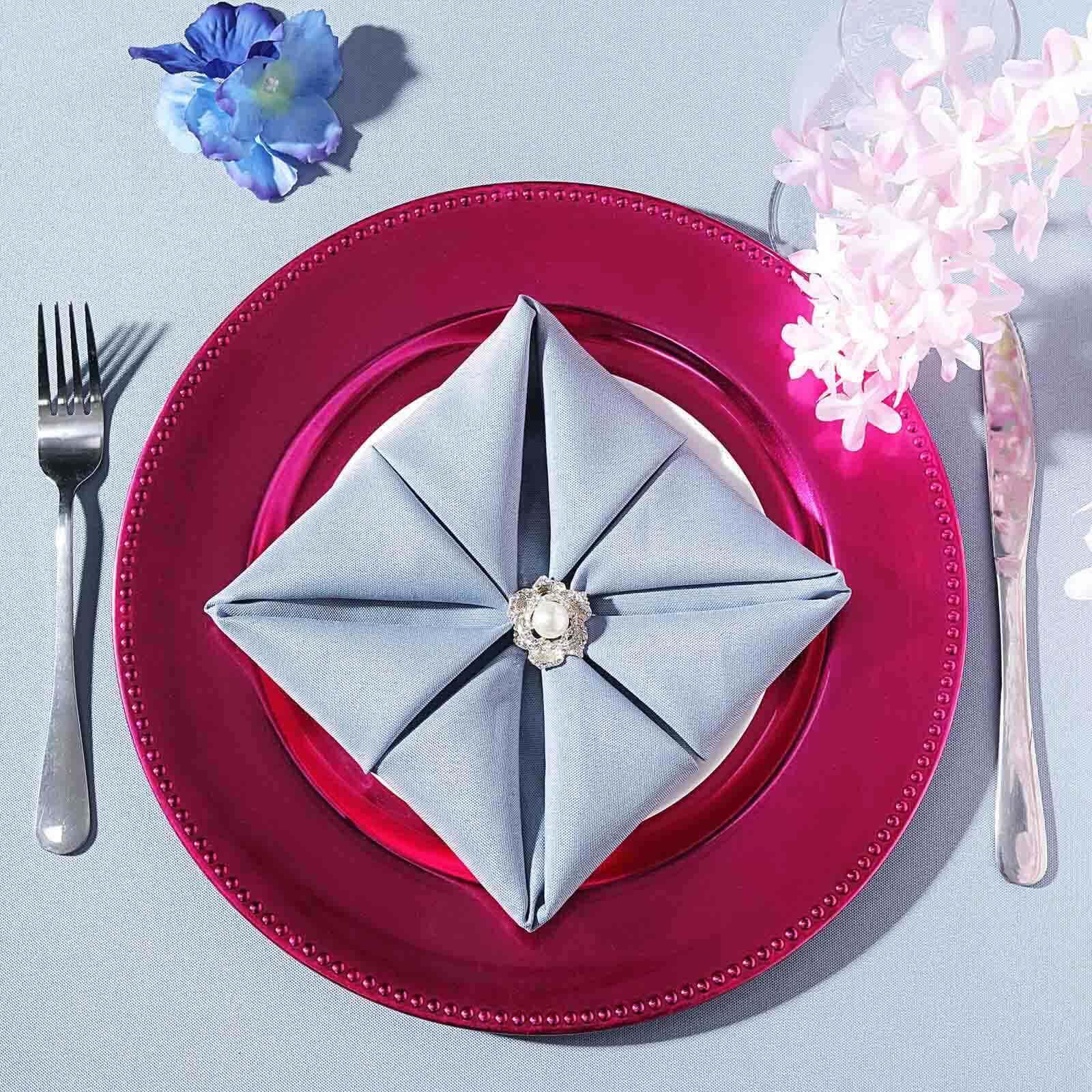 6-Pack Acrylic Round Charger Plates 13" in Hot Pink with Beaded Rim, Dinner Charger Event Tabletop Decor