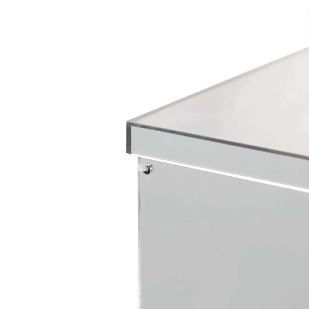 12" Silver Mirrored Acrylic Display Box, Pedestal Riser with Interchangeable Lid and Base