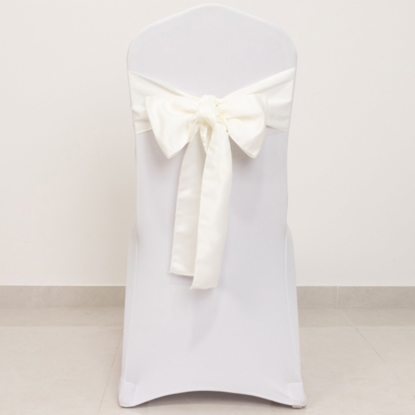 5 Pack Lamour Satin 6"x106" Chair Sashes Ivory - Stylish Reusable Decorative Bows