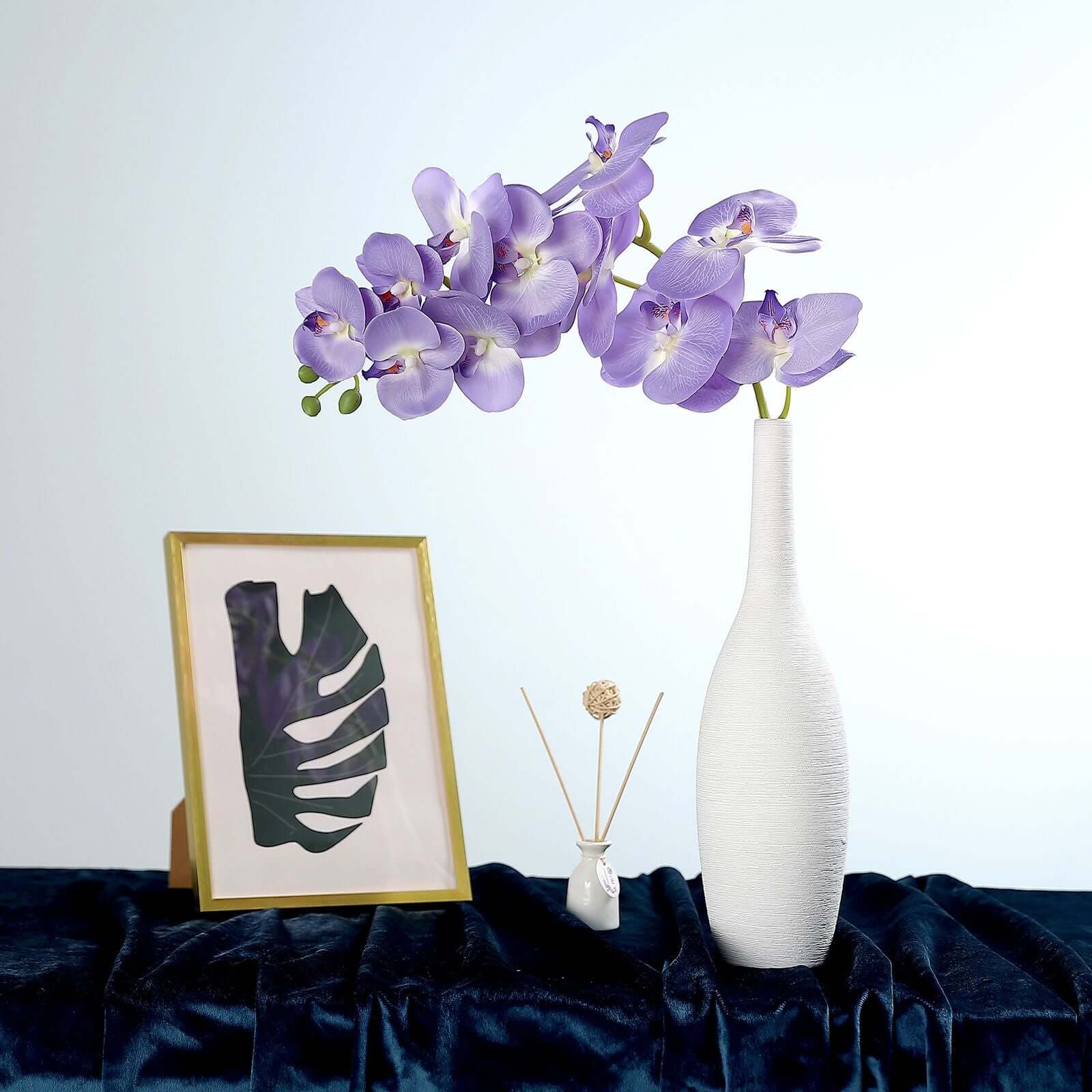2 Stems 40" Tall Lavender Lilac Artificial Silk Orchid Flower Bouquets