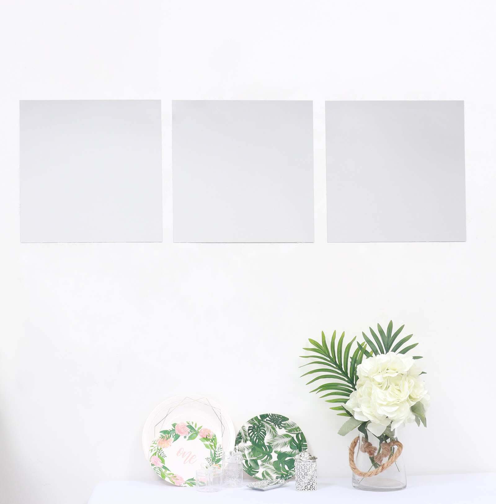 12 Pack Square Acrylic Mirror Wall Stickers, 12"x12" Removable Wall Decals For Home Decor