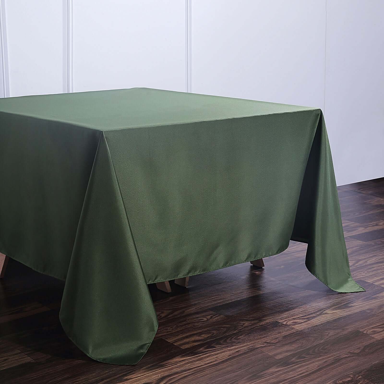 Polyester Square 90"x90" Tablecloth Olive Green - Wrinkle-Resistant & Durable Table Cover