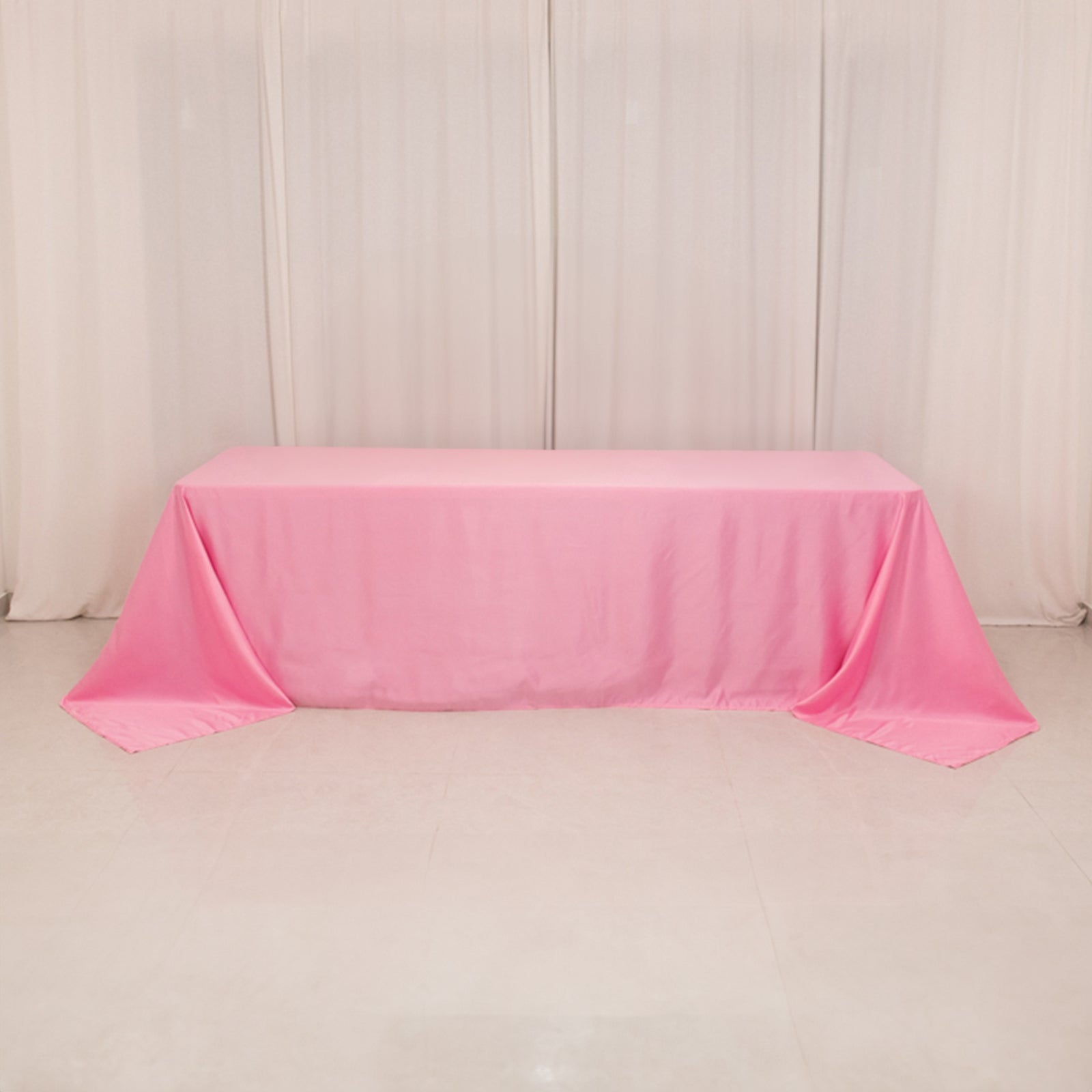 Lamour Satin 90"x156" Rectangle Tablecloth Pink - Luxurious, Soft Seamless Table Cover