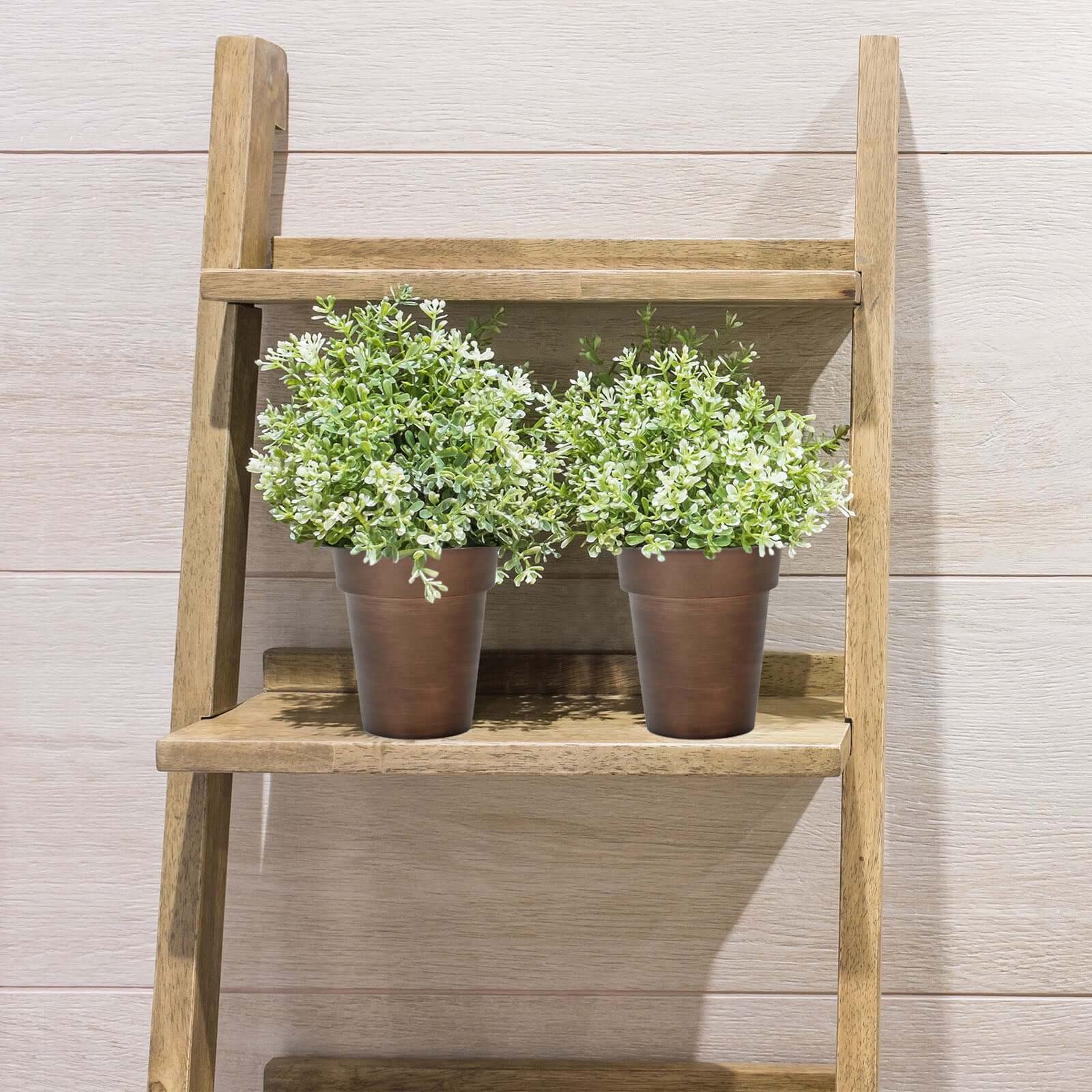 2-Pack Flower Plant Pots Medium Design Rustic Brown - Plastic Indoor Decorative Planters 6"