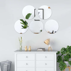 4-Pack Hanging Wall Decor Round Glass Mirror Table Centerpiece - Decorative Reflective Display 14"
