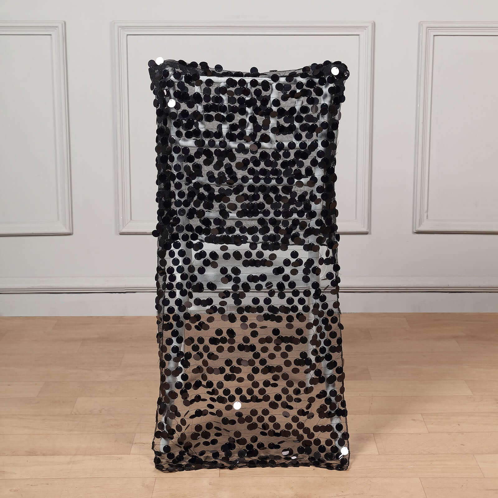 Sequin Chair Slipcover Big Payette Design for Chiavari Chairs Black - Glittering Chair Back Cover