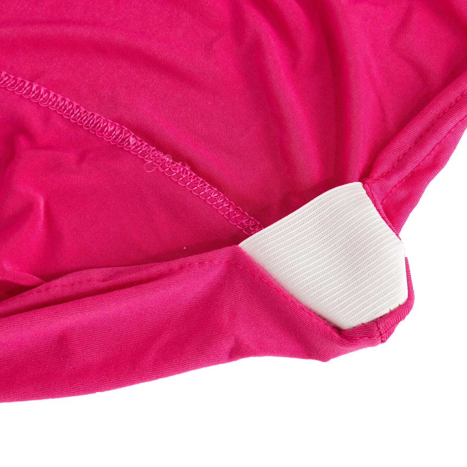 Spandex Chair Cover with Fuchsia Rhinestone Buckled Sash Band Blush - Stretch Fitted Slipcover