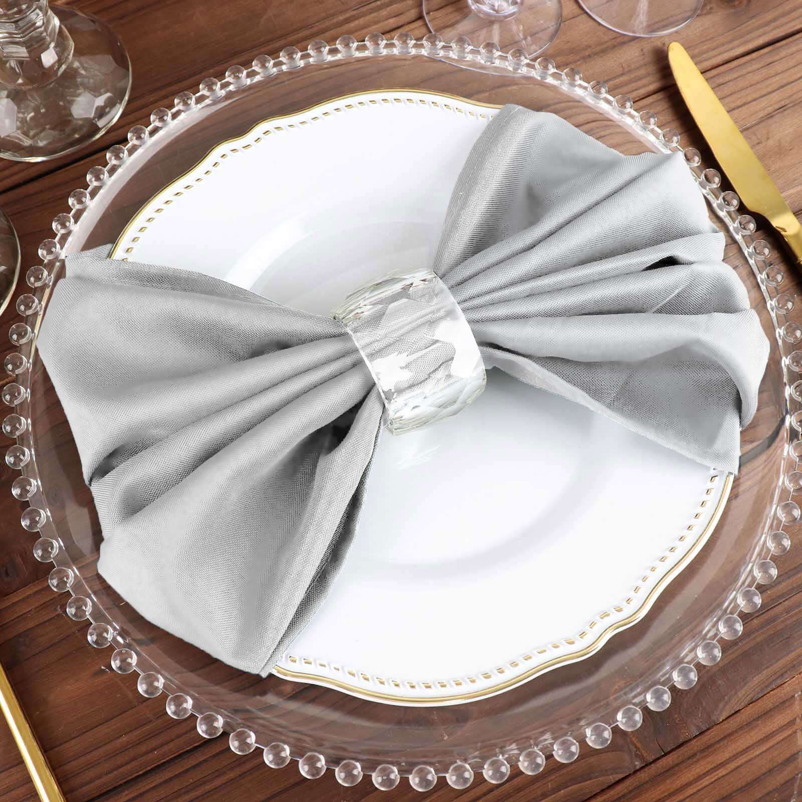 5 Pack Polyester 20"x20" Napkins Silver - Wrinkle Resistant & Easy Care Cloth Napkins