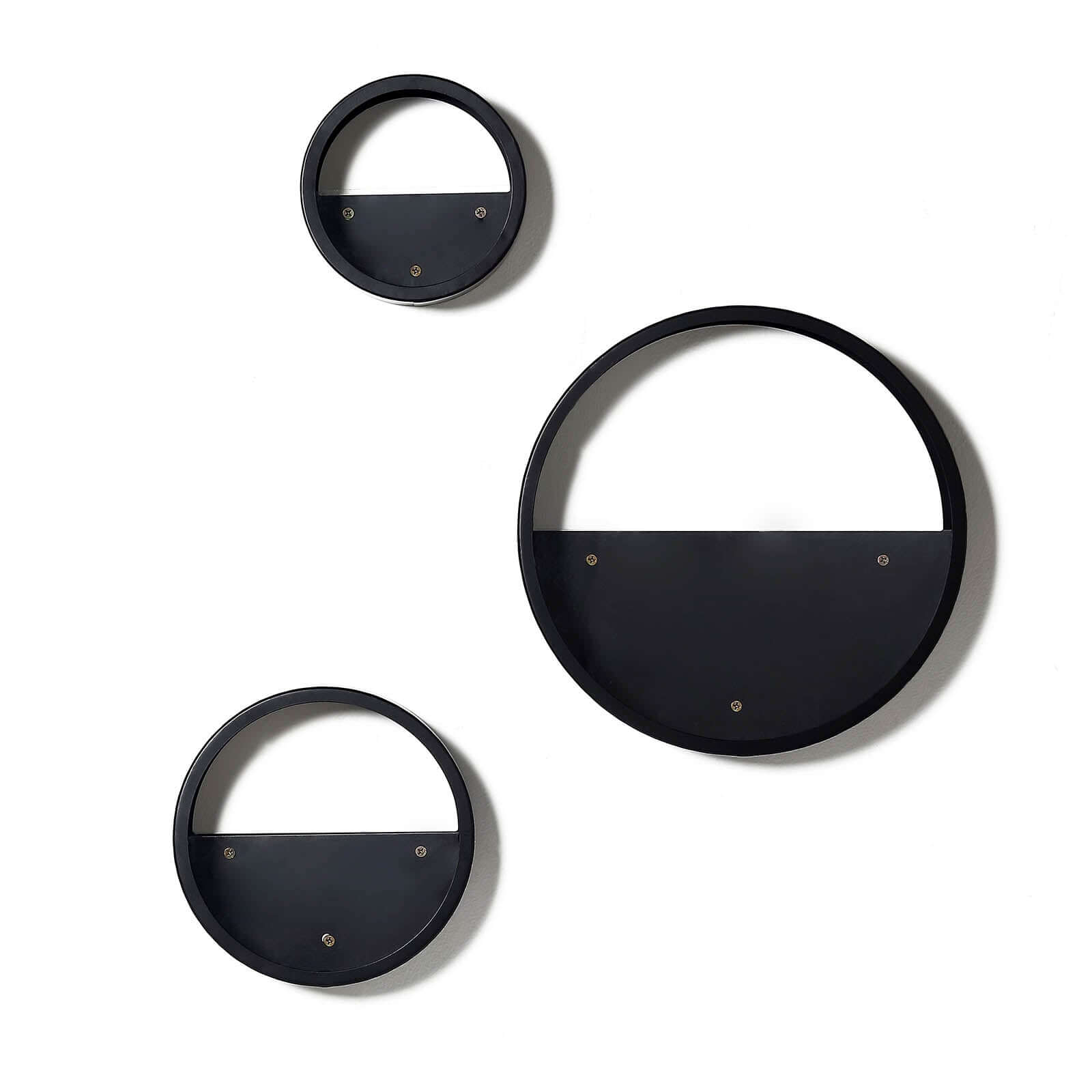 Set of 3 Black Half Moon Wall Planters, Round Metal Wall Hanging Planter, Modern Indoor Outdoor Terrarium - 6",8",12"