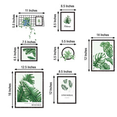 Green Tropical Plant Leaves Flat Frame Wall Decals, Art Decor Stickers