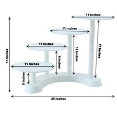 4-Tier Plastic Cake Stand with Half Moon Base White - Space Saving Multi-layer Cupcake Holder Dessert Tower for Weddings Tea Parties & Home Gatherings 17"