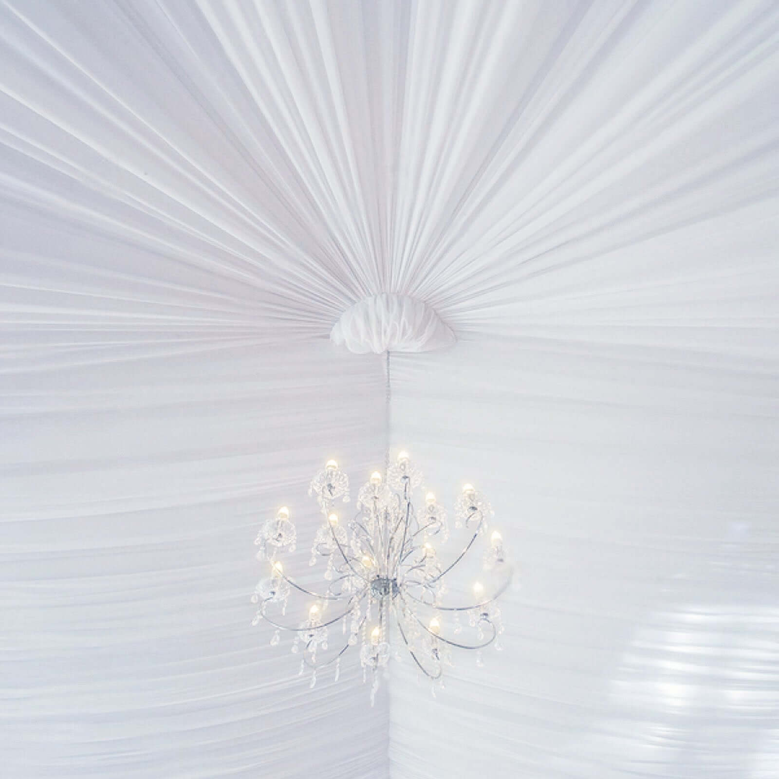 White Scuba Polyester Ceiling Drape Backdrop Curtain Panel, Commercial Grade Fire Retardant Wrinkle Free Draping Fabric With Rod Pockets - 5ftx40ft