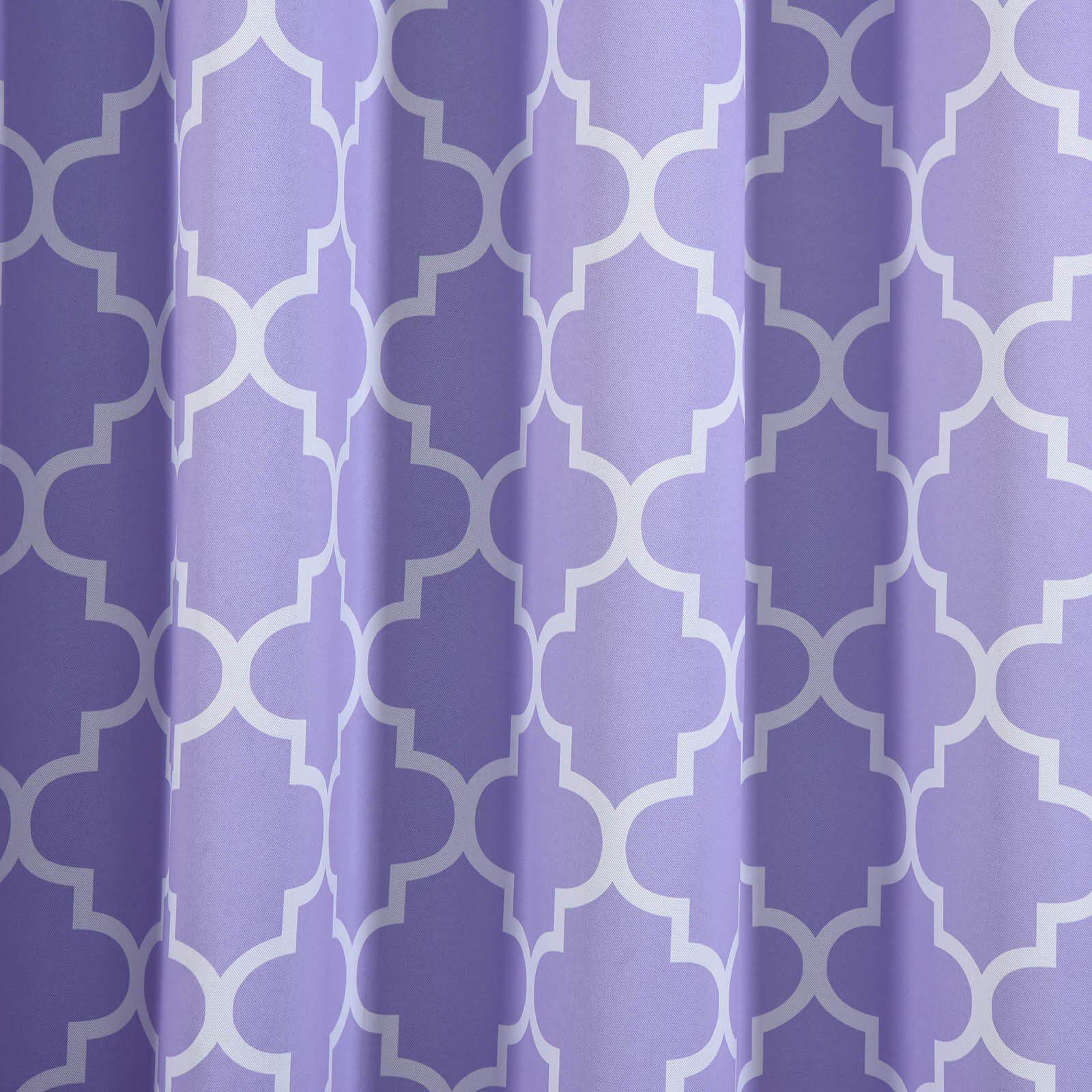 2 Pack White Lavender Lilac Lattice Print Thermal Blackout Curtains With Chrome Grommet Window Treatment Panels - 52"x108" Clearance SALE