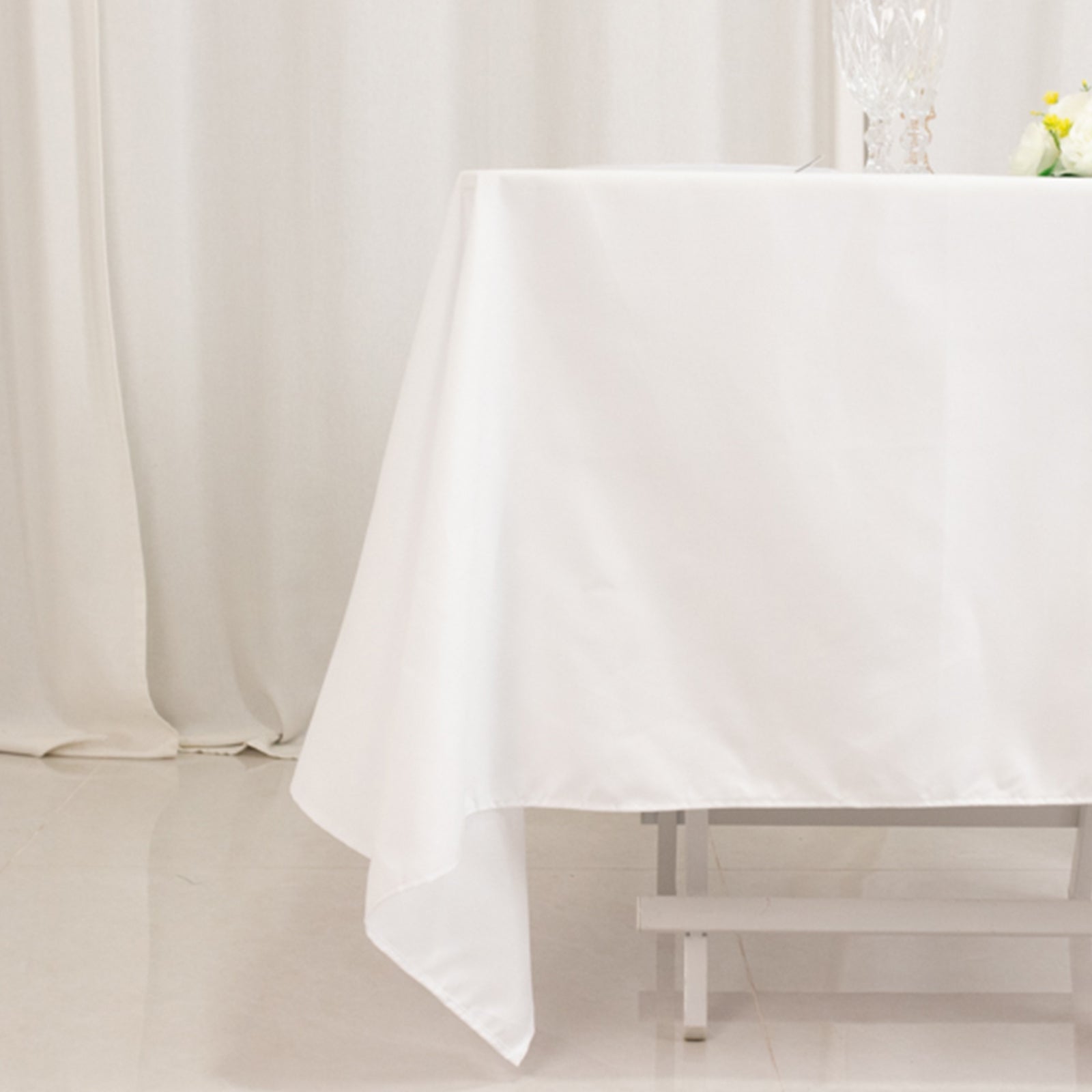 Cotton Blend 70"x70" Square Tablecloth White - Wrinkle-Resistant Fabric for Modern Table Decor