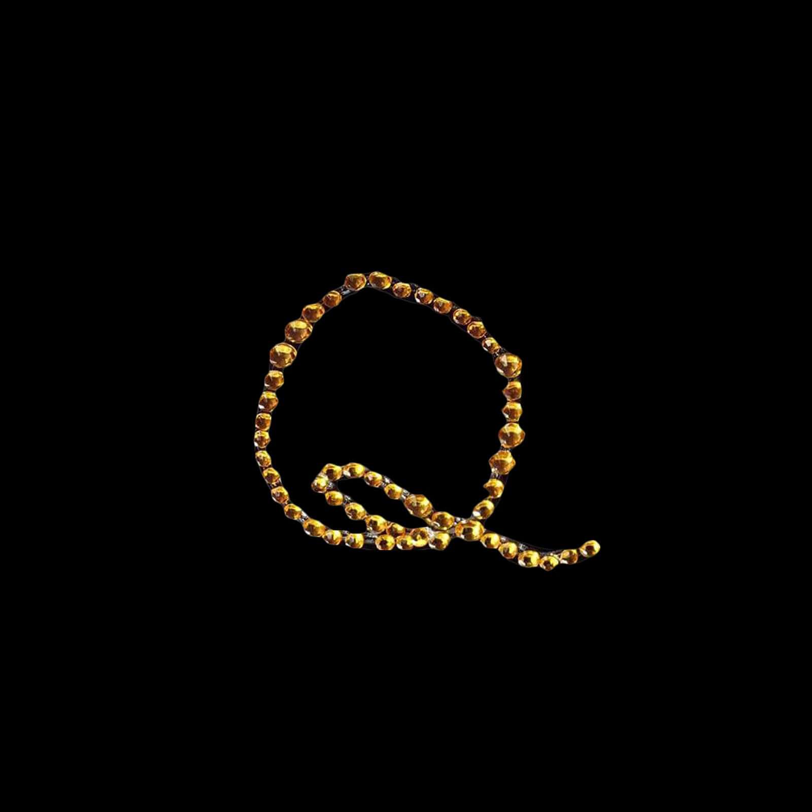 12 Pack 1.5" Gold Rhinestone Monogram Letter Jewel Sticker Self Adhesive DIY Diamond Decor - Q