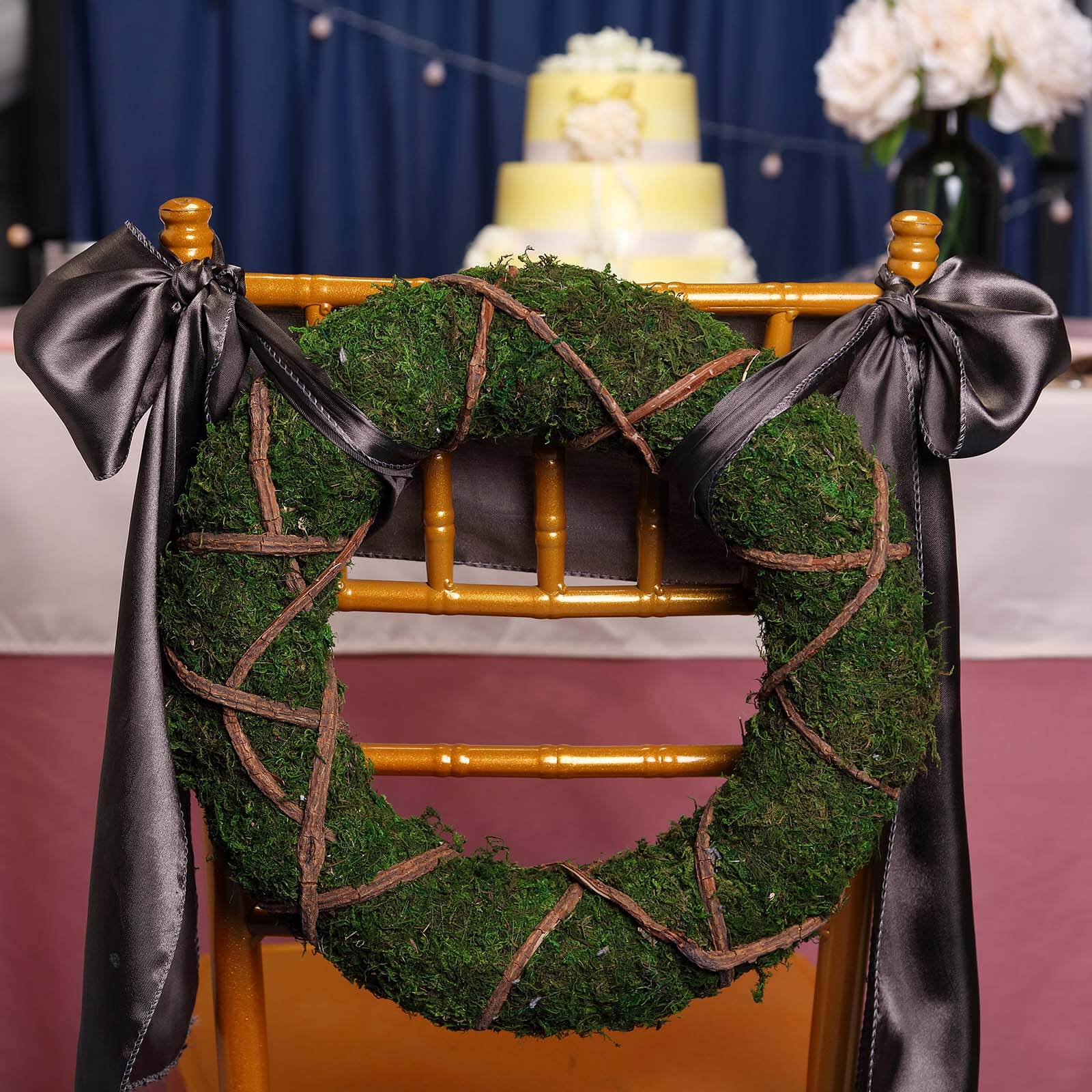 2 Pack 14" Green Natural Preserved Moss Wreaths With Twine Twig Wrap