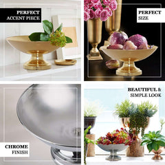 Metal Pedestal Flower Pot Round Design Gold - Floating Candle Bowl and Display Dish 12"
