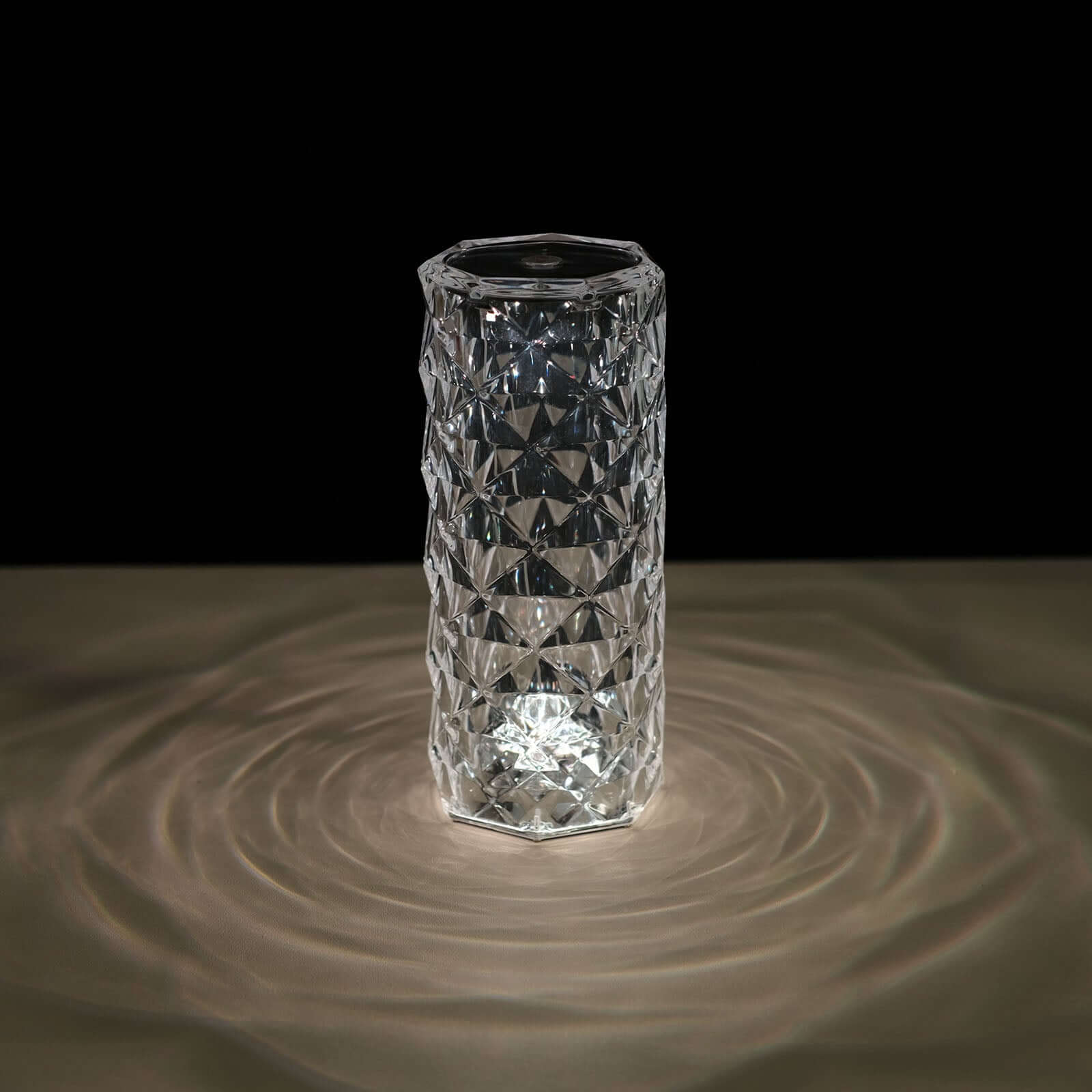 Acrylic LED Pillar Lamp Rose Diamond Design Color Changing - Touch + Remote Operated Table Light 3.5"x8.5"