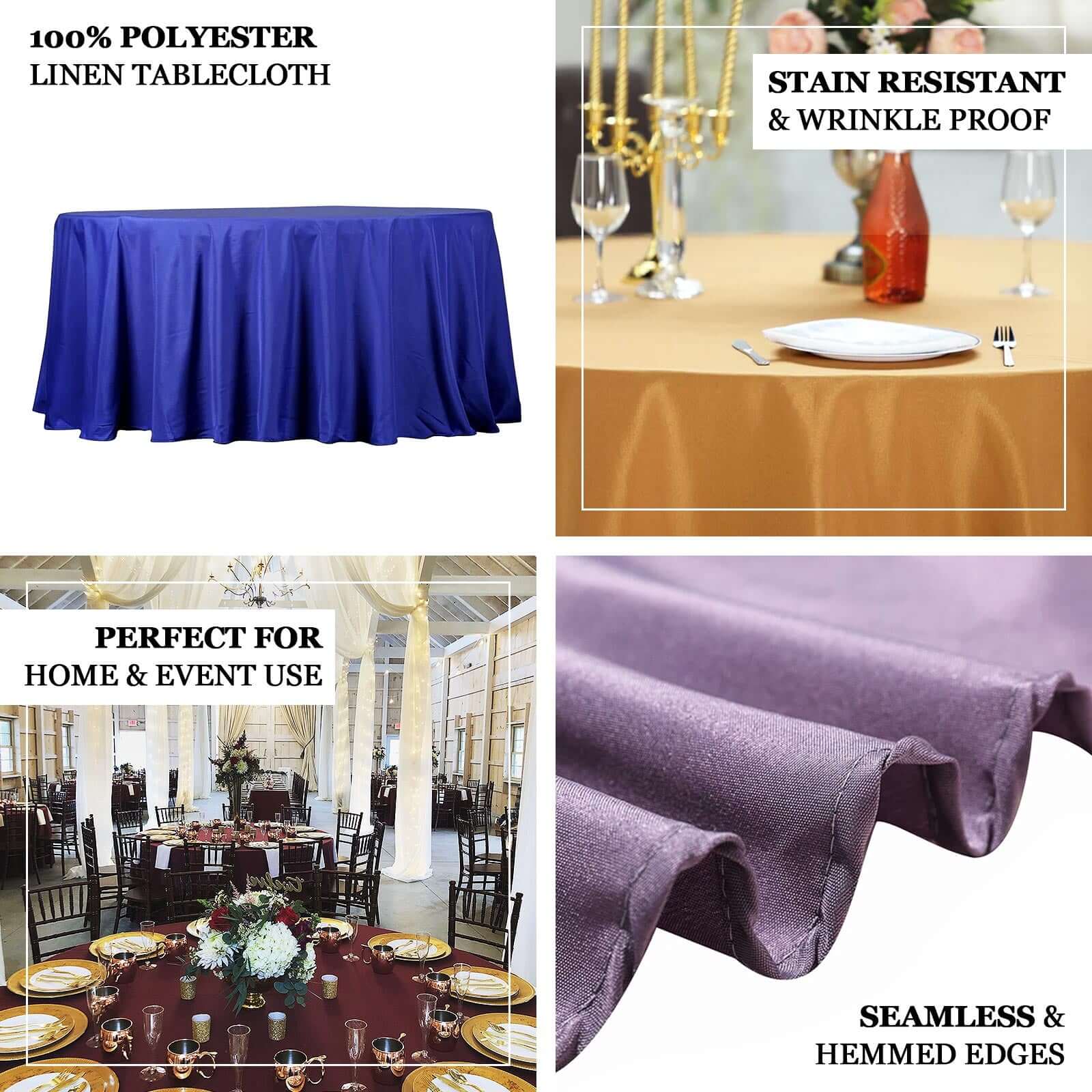 Polyester 132" Round Tablecloth Lavender Lilac - Seamless Chic Table Cover