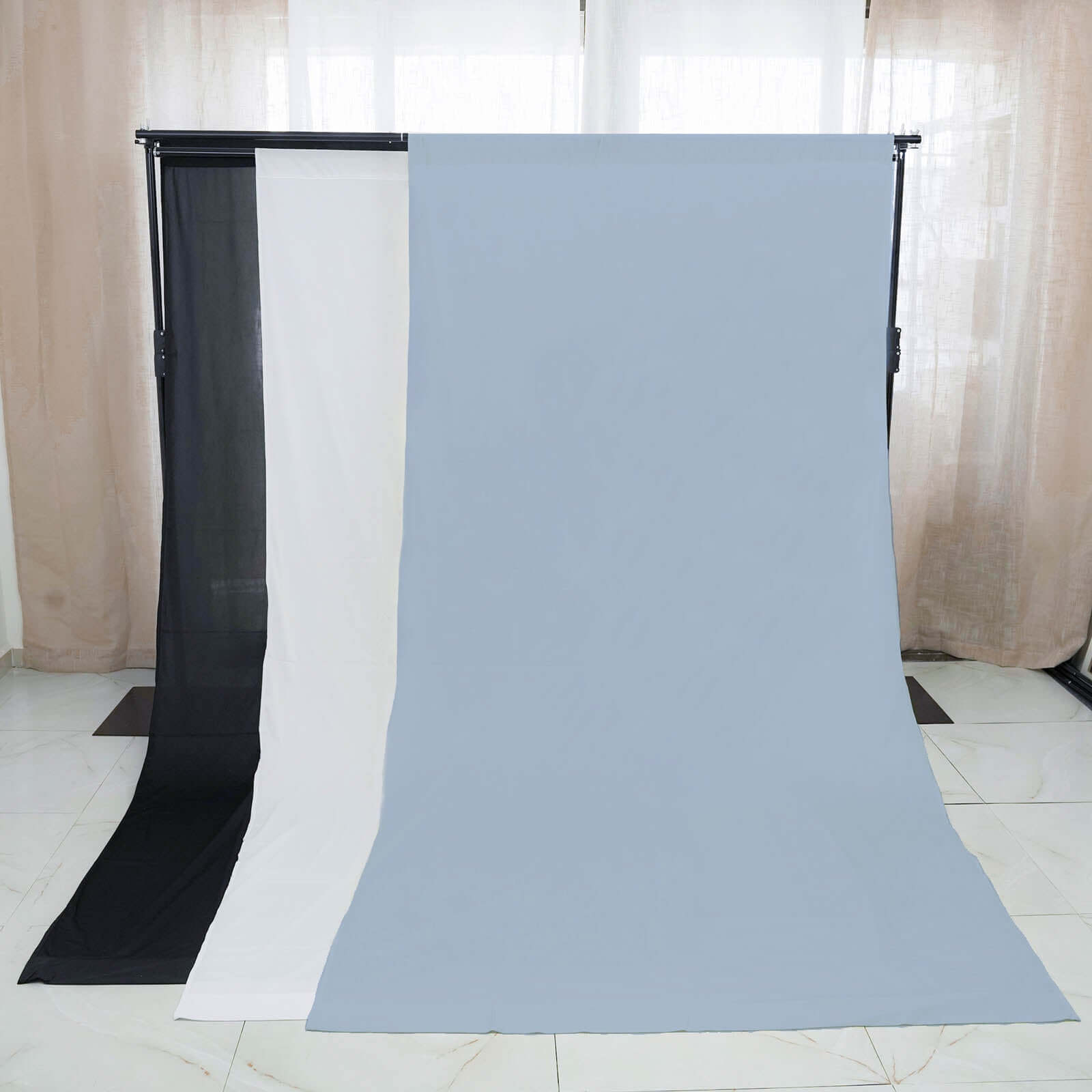 10ft DIY Triple Cross Bars and Mounting Brackets For Backdrop Stands