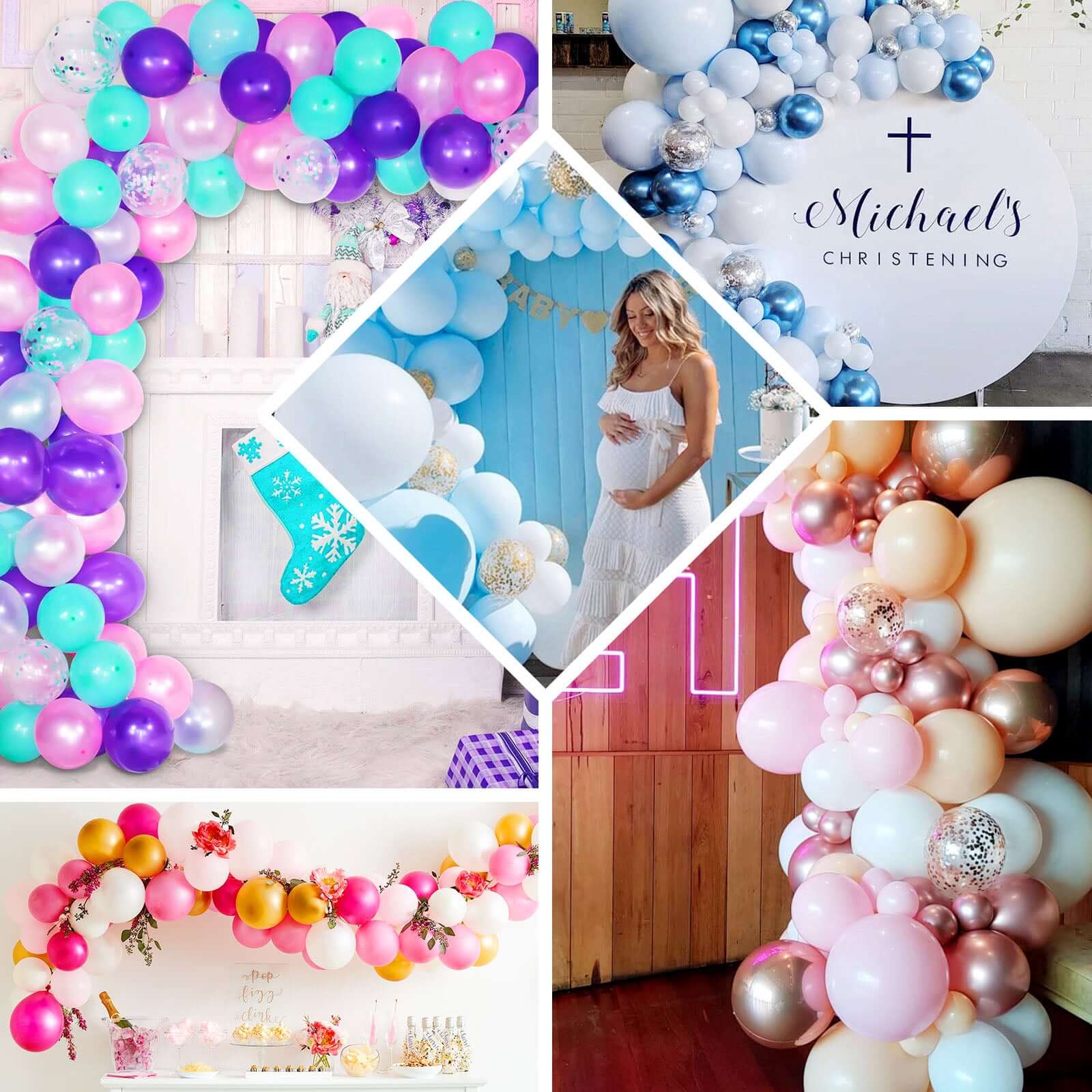 108 Pack Turquoise, Purple and Pink Unicorn DIY Balloon Garland Arch Kit