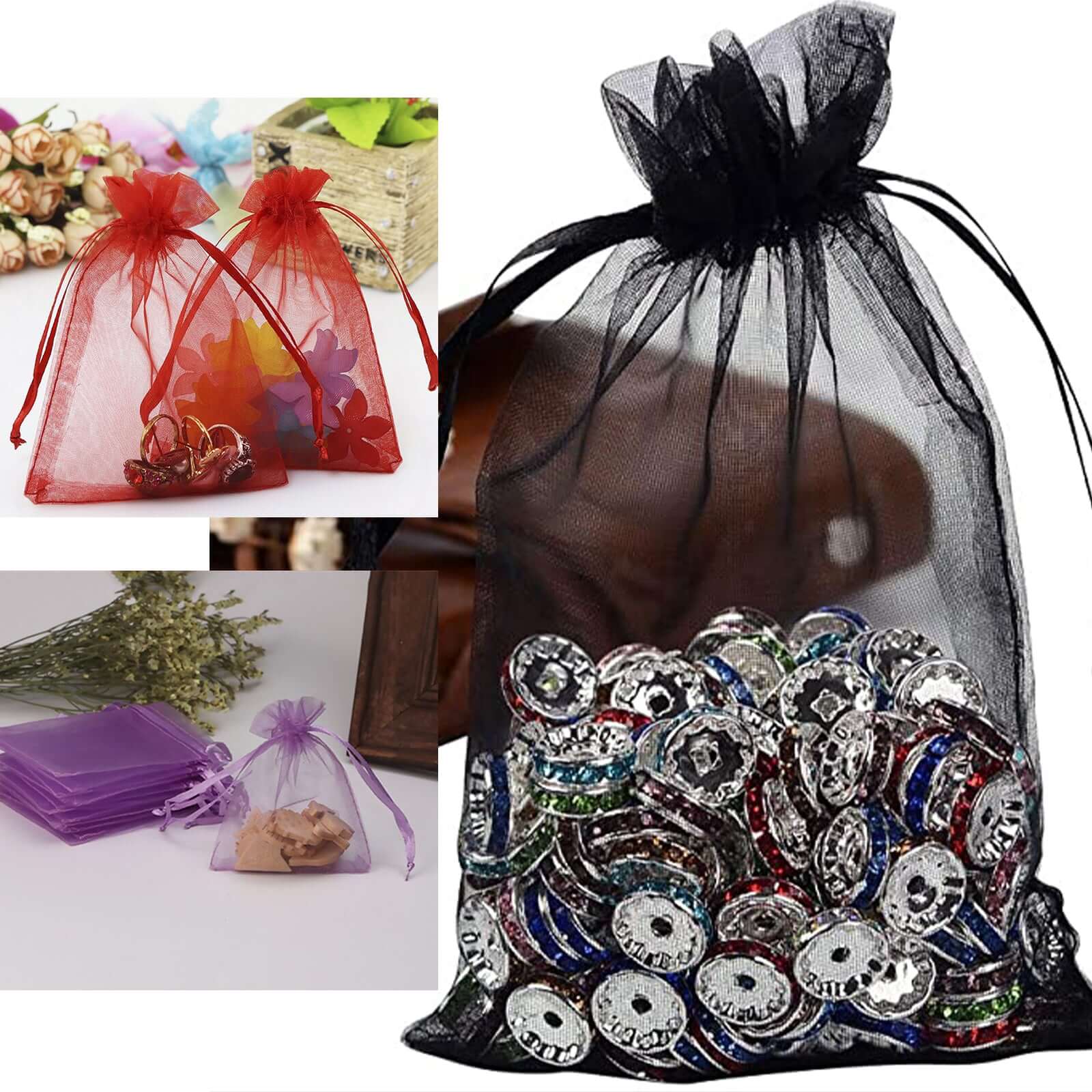 10 Pack 5"x7" Lavender Lilac Organza Drawstring Wedding Party Favor Gift Bags