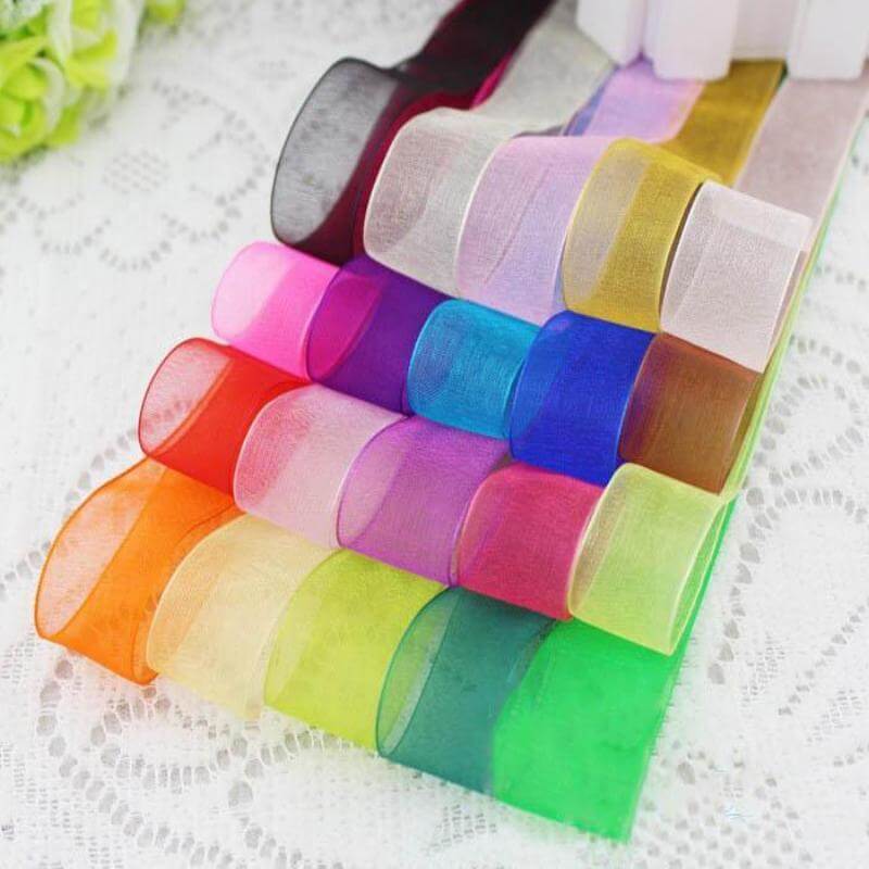 25 Yard 7 8" DIY Ivory Organza Ribbon With Mono Edge - Clearance SALE