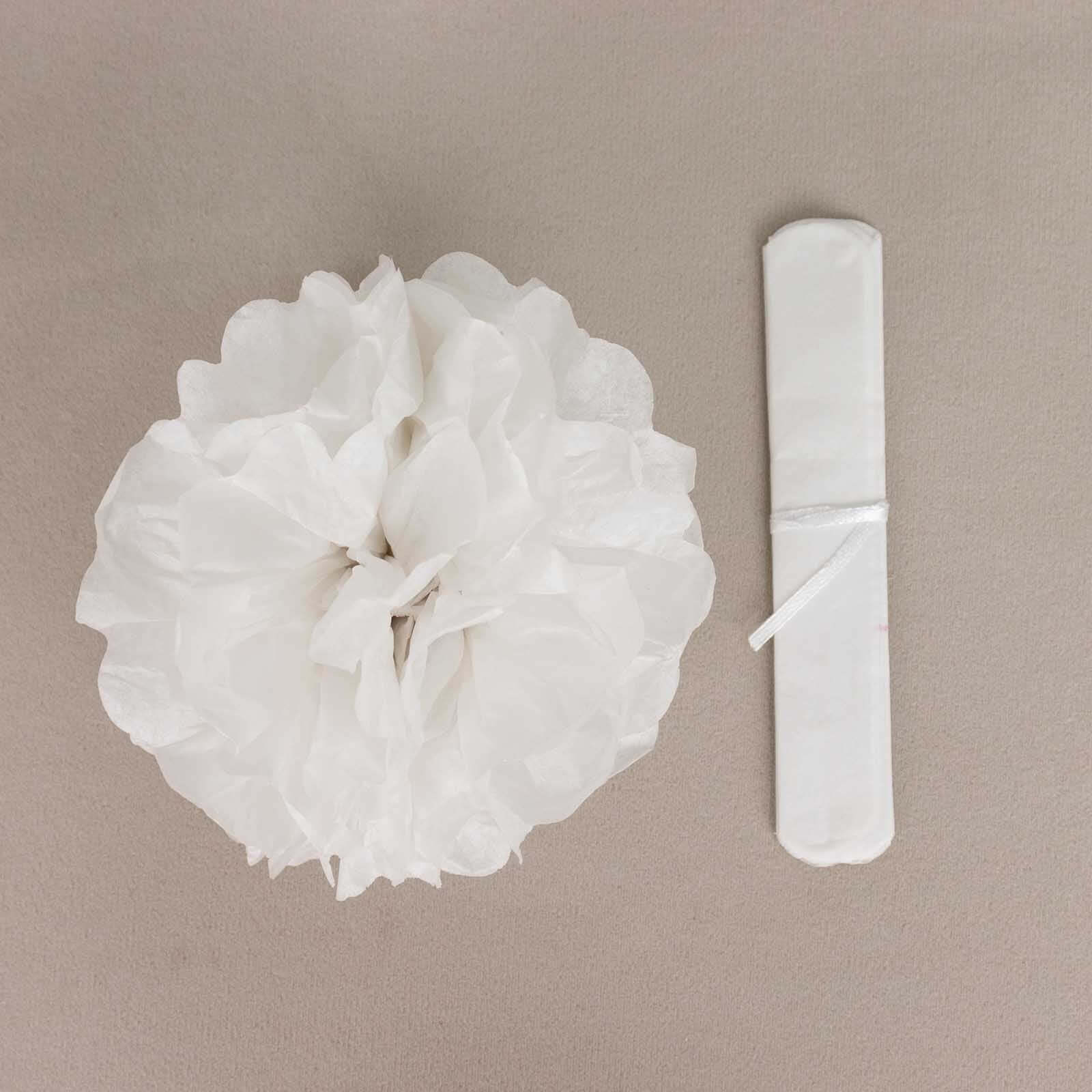 6 Pack 6" White Tissue Paper Pom Poms Flower Balls, Ceiling Wall Hanging Decorations