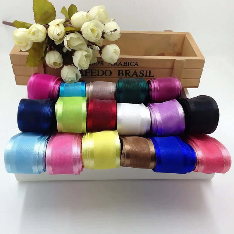 25 Yards 7 8" DIY Lavender Sheer Organza Ribbon With Satin Edges